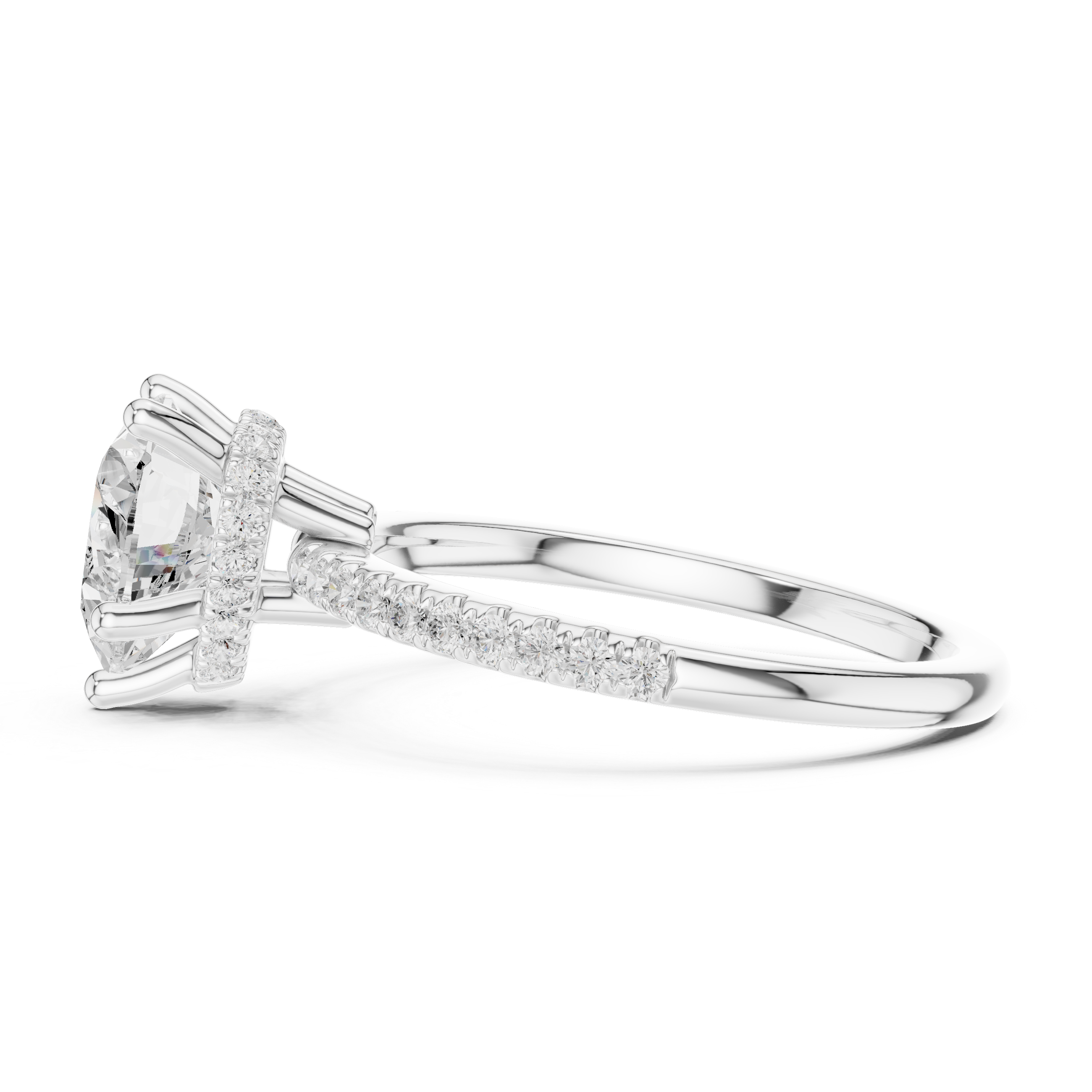 Heart Cut Hidden Halo Cathedral Pavé Engagement Ring
