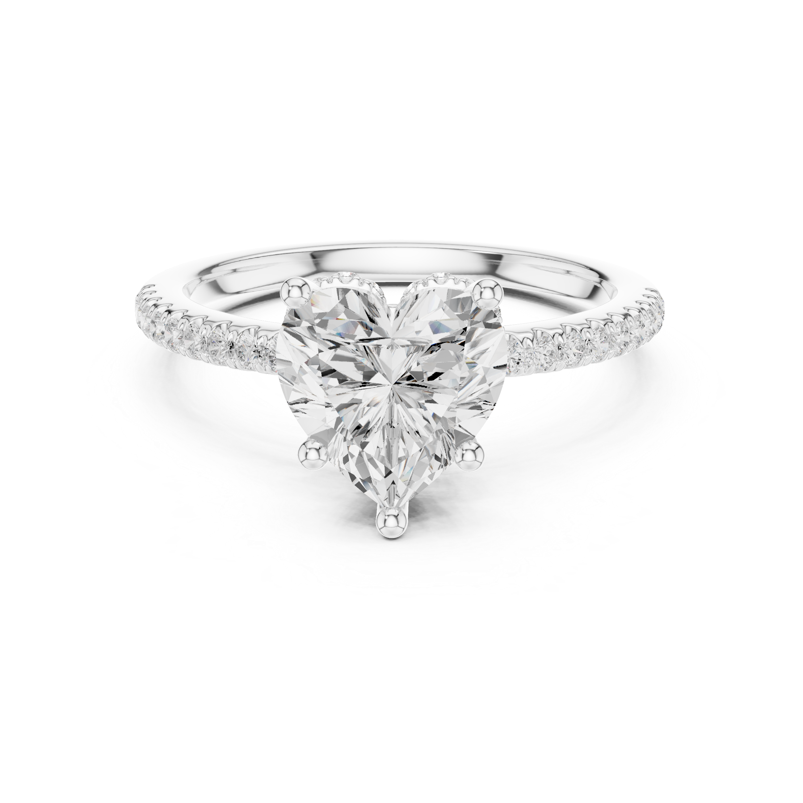 Heart Cut Hidden Halo Cathedral Pavé Engagement Ring