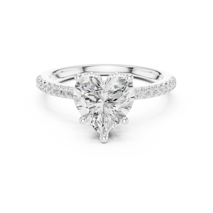 Heart Cut Hidden Halo Cathedral Pavé Engagement Ring