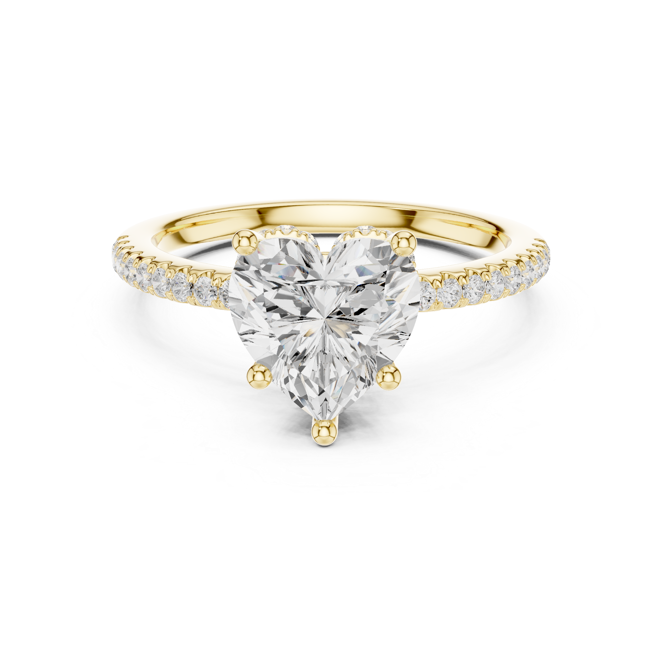 Heart Cut Hidden Halo Cathedral Pavé Engagement Ring