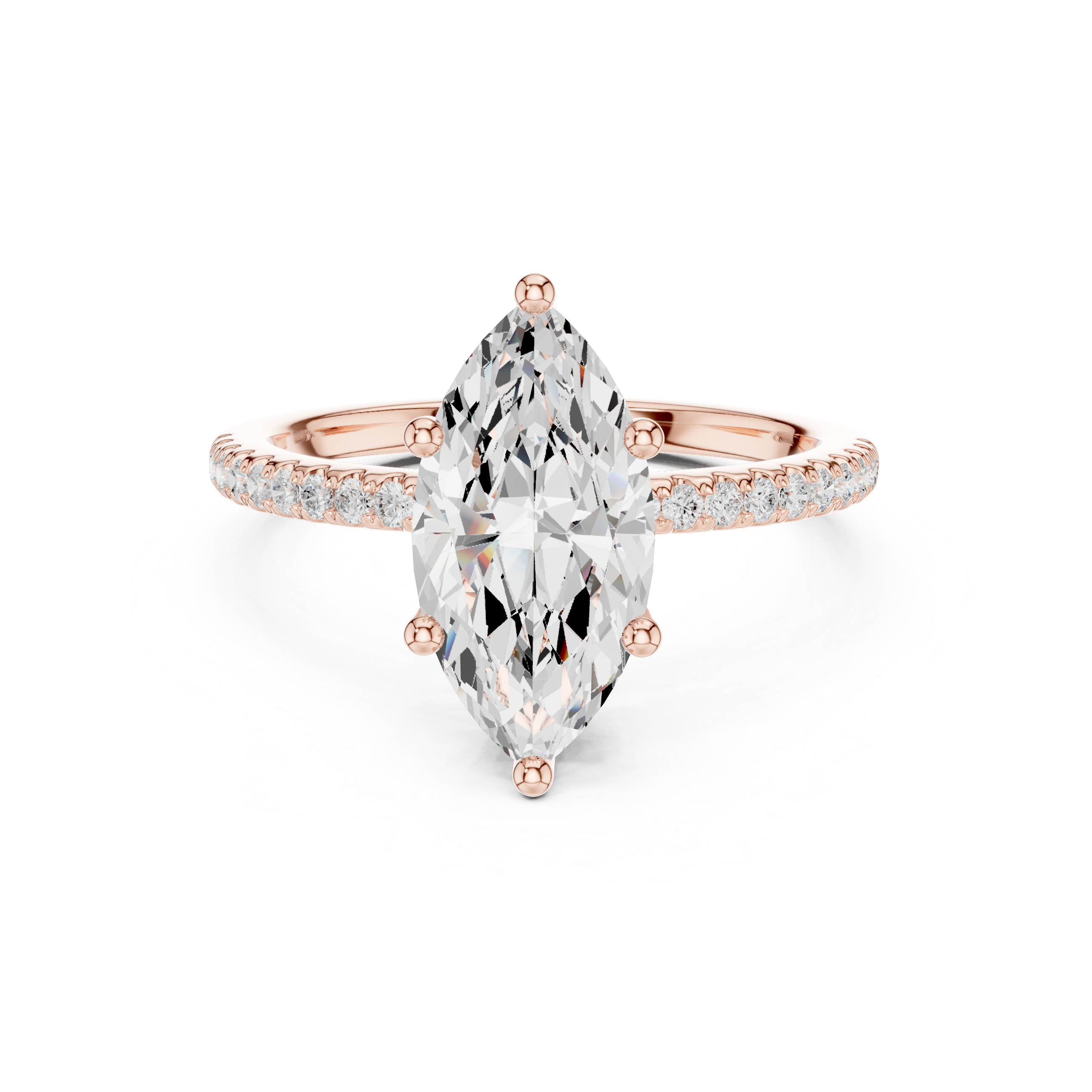 Marquise Cut Hidden Halo Cathedral Pavé Engagement Ring