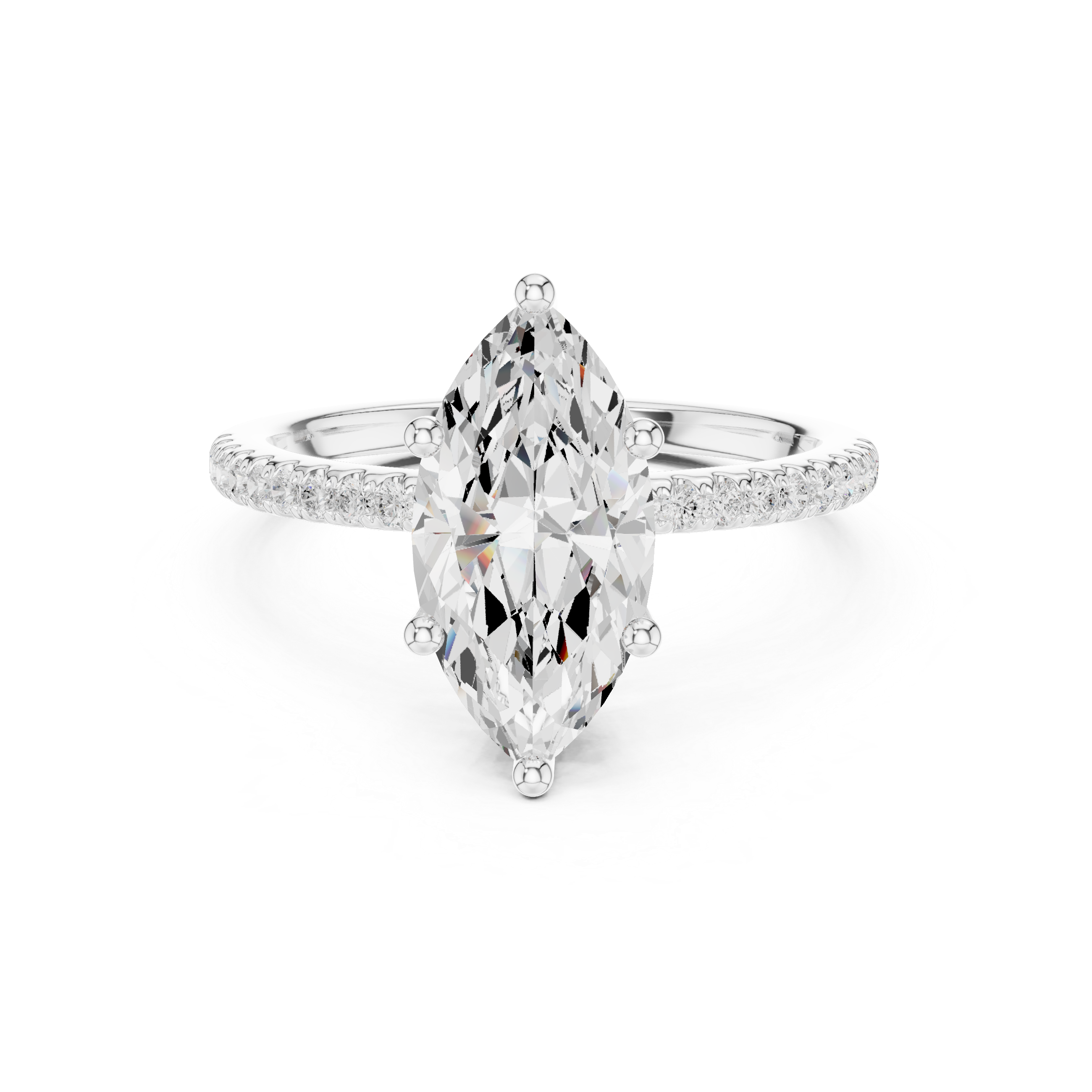 Marquise Cut Hidden Halo Cathedral Pavé Engagement Ring