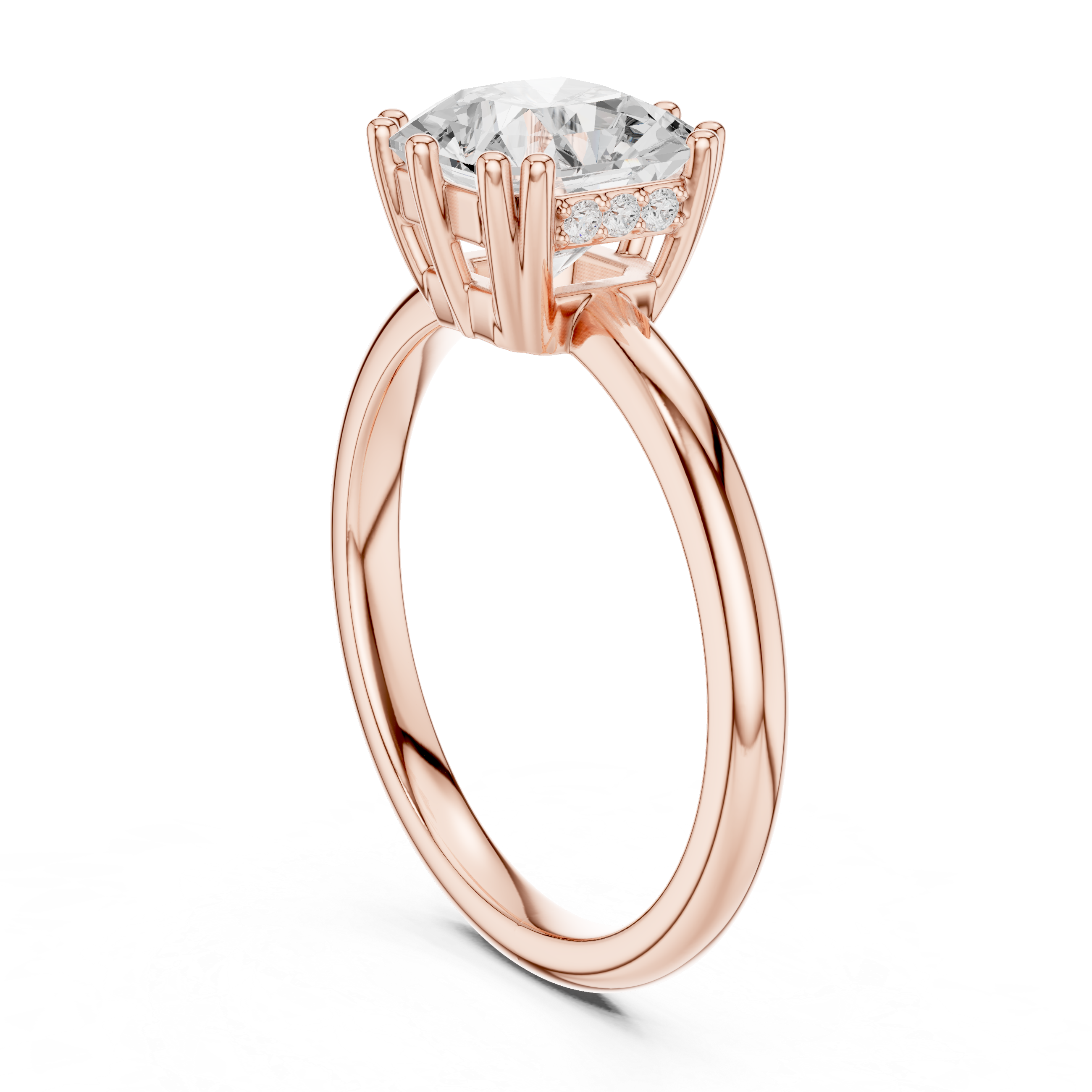 Asscher Cut Solitaire Engagement Ring with Plain Band