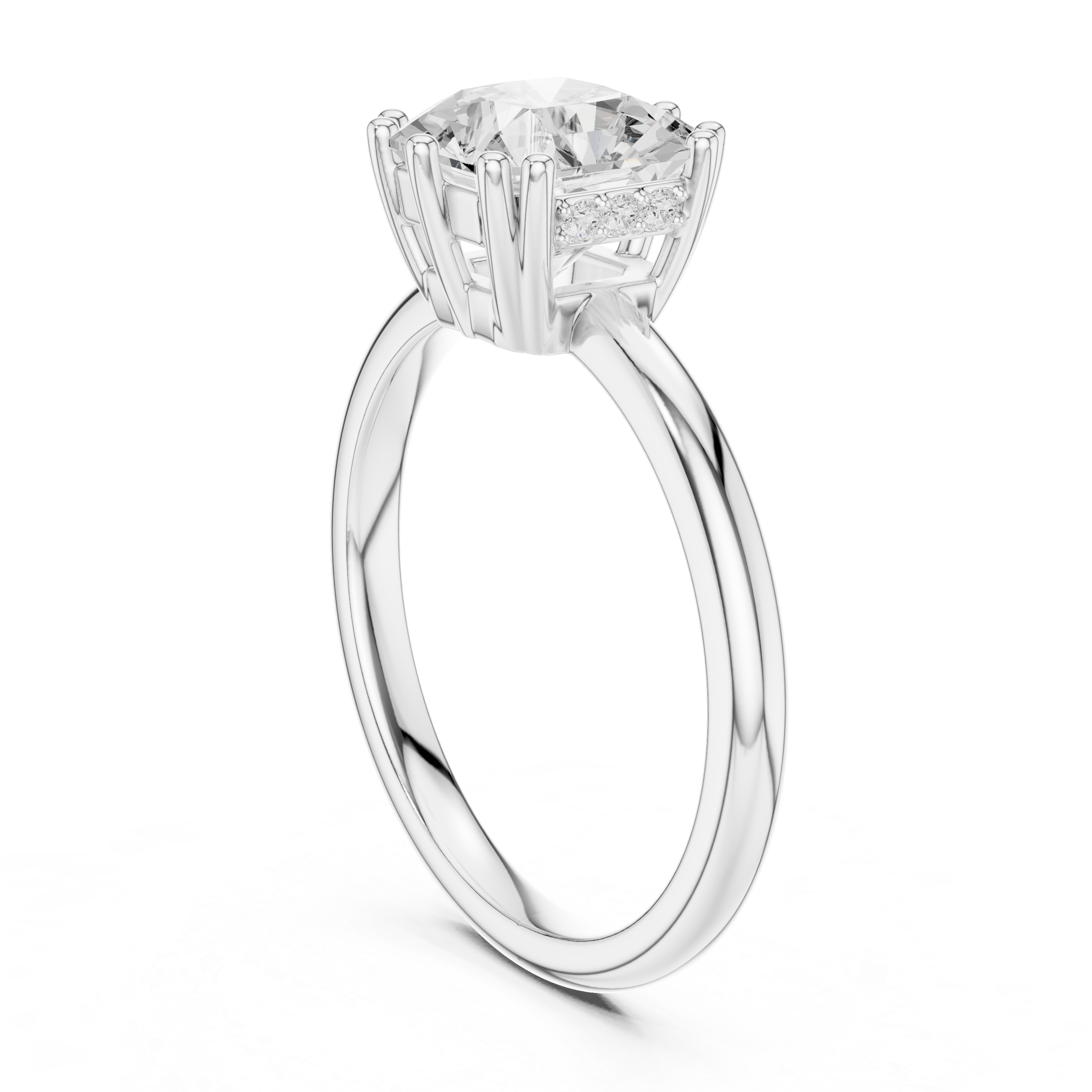 Asscher Cut Solitaire Engagement Ring with Plain Band