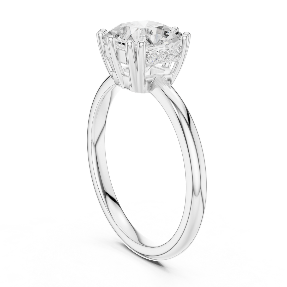 Asscher Cut Solitaire Engagement Ring with Plain Band