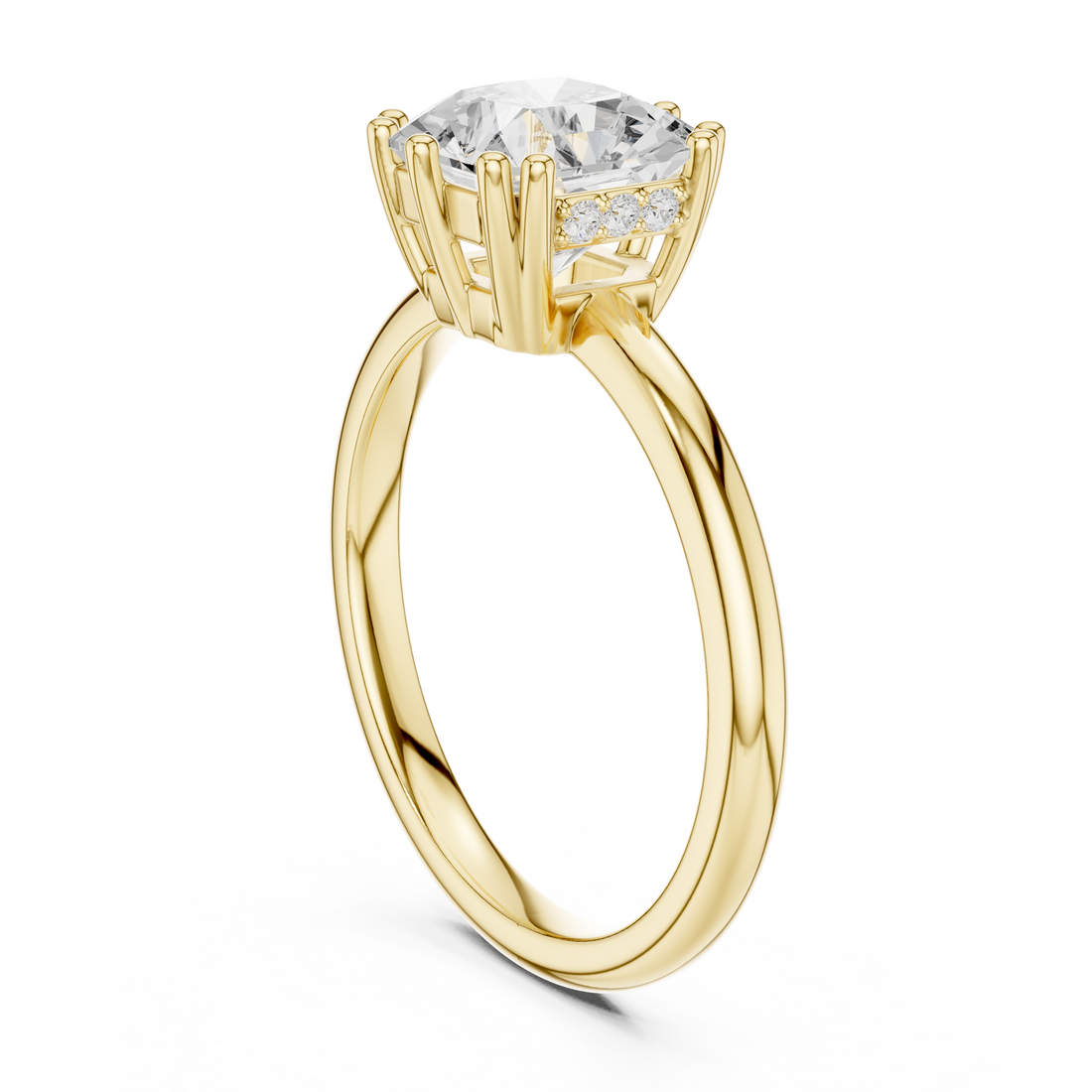 Asscher Cut Solitaire Engagement Ring with Plain Band