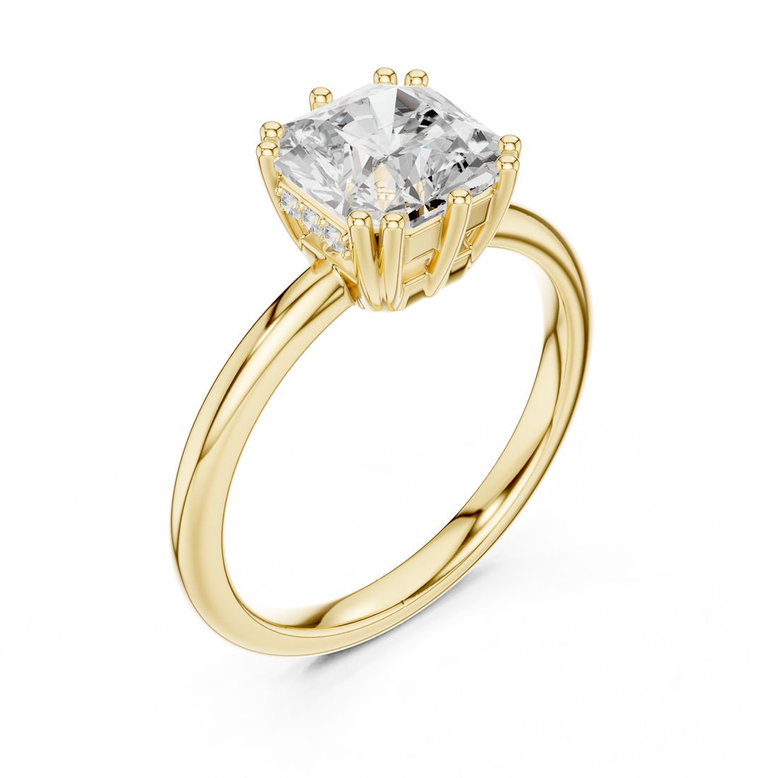 Asscher Cut Solitaire Engagement Ring with Plain Band