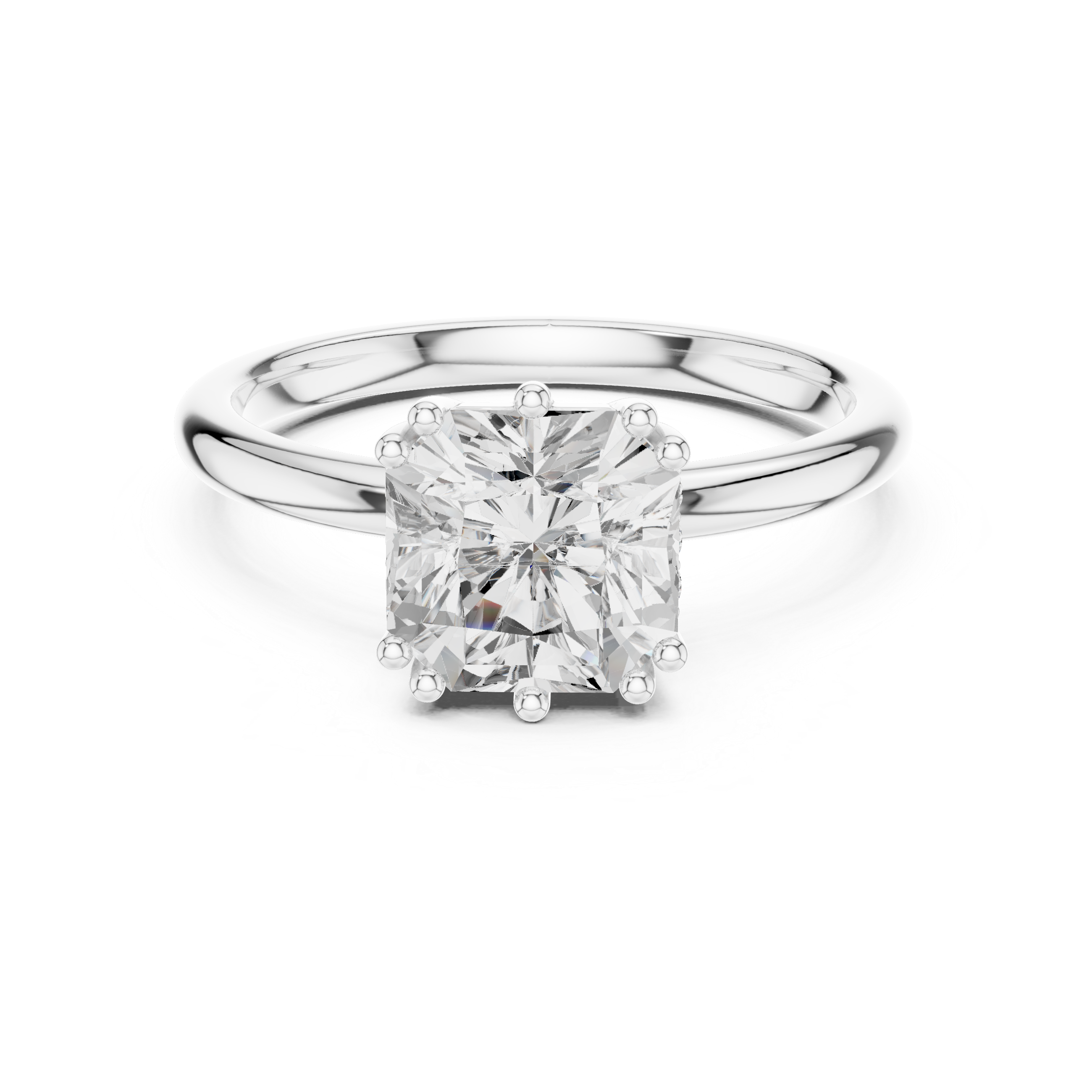 Asscher Cut Solitaire Engagement Ring with Plain Band