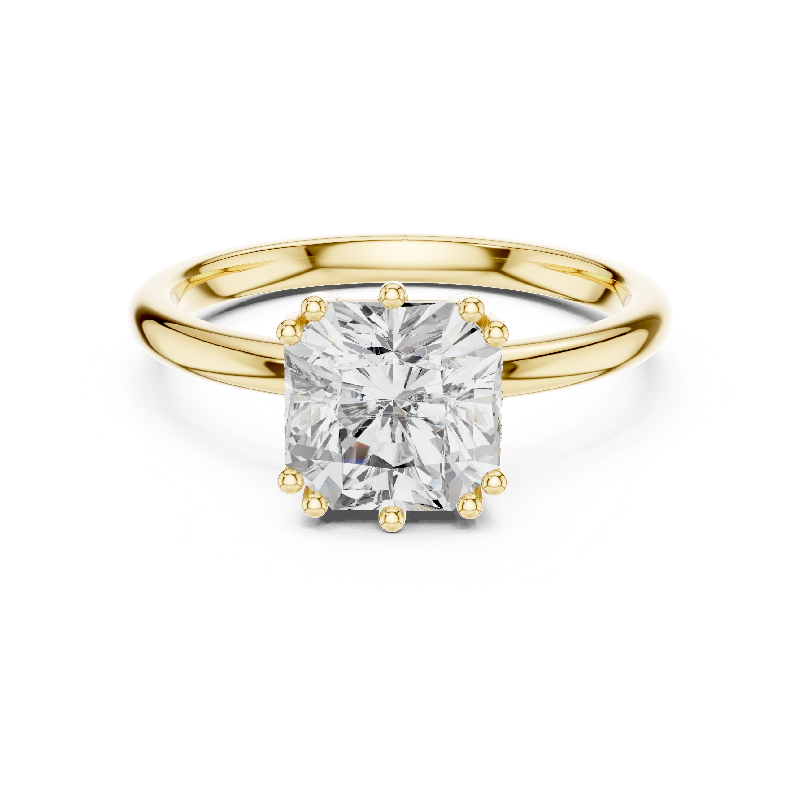 Asscher Cut Solitaire Engagement Ring with Plain Band