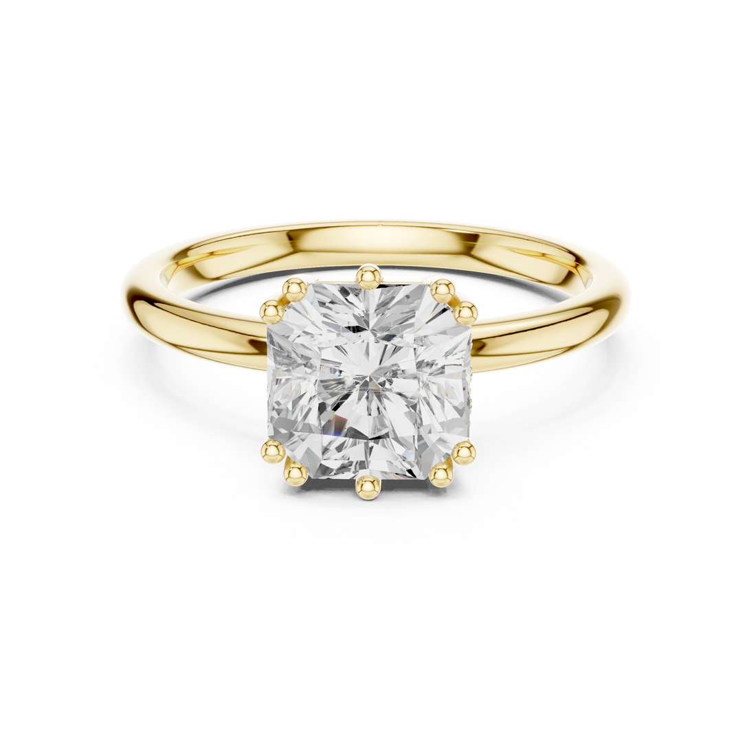 Asscher Cut Solitaire Engagement Ring with Plain Band