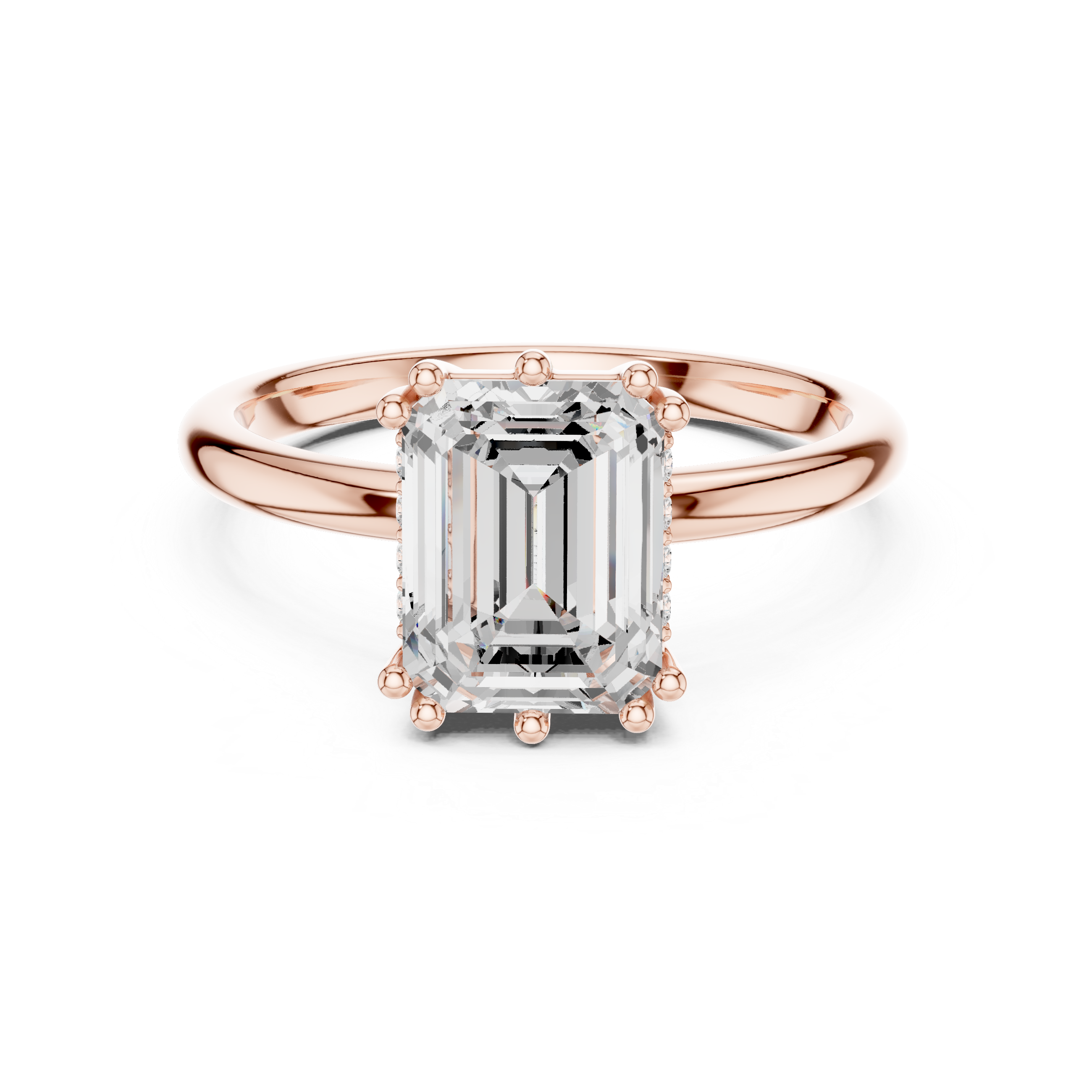Emerald Cut Solitaire Engagement Ring with Plain Band