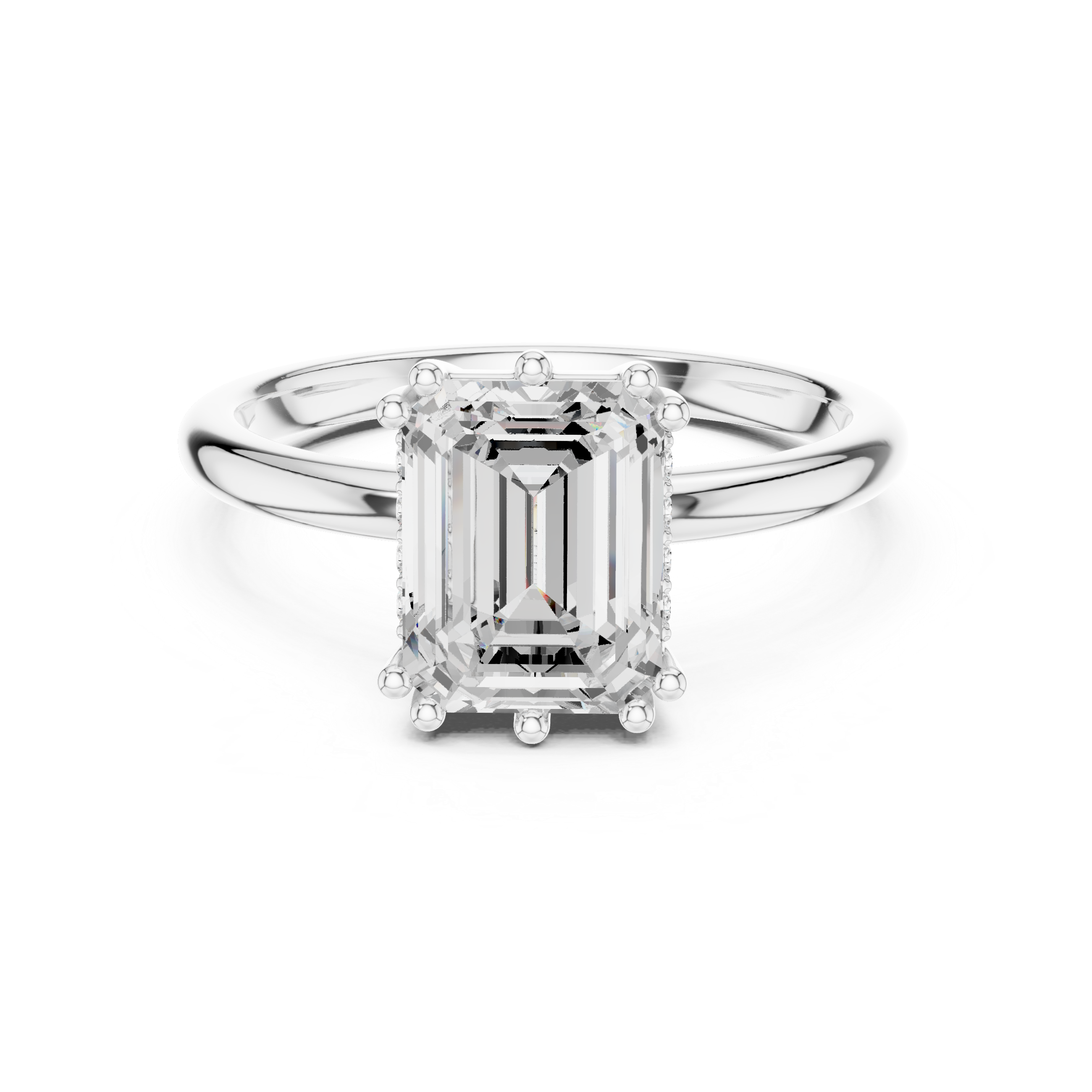 Emerald Cut Solitaire Engagement Ring with Plain Band