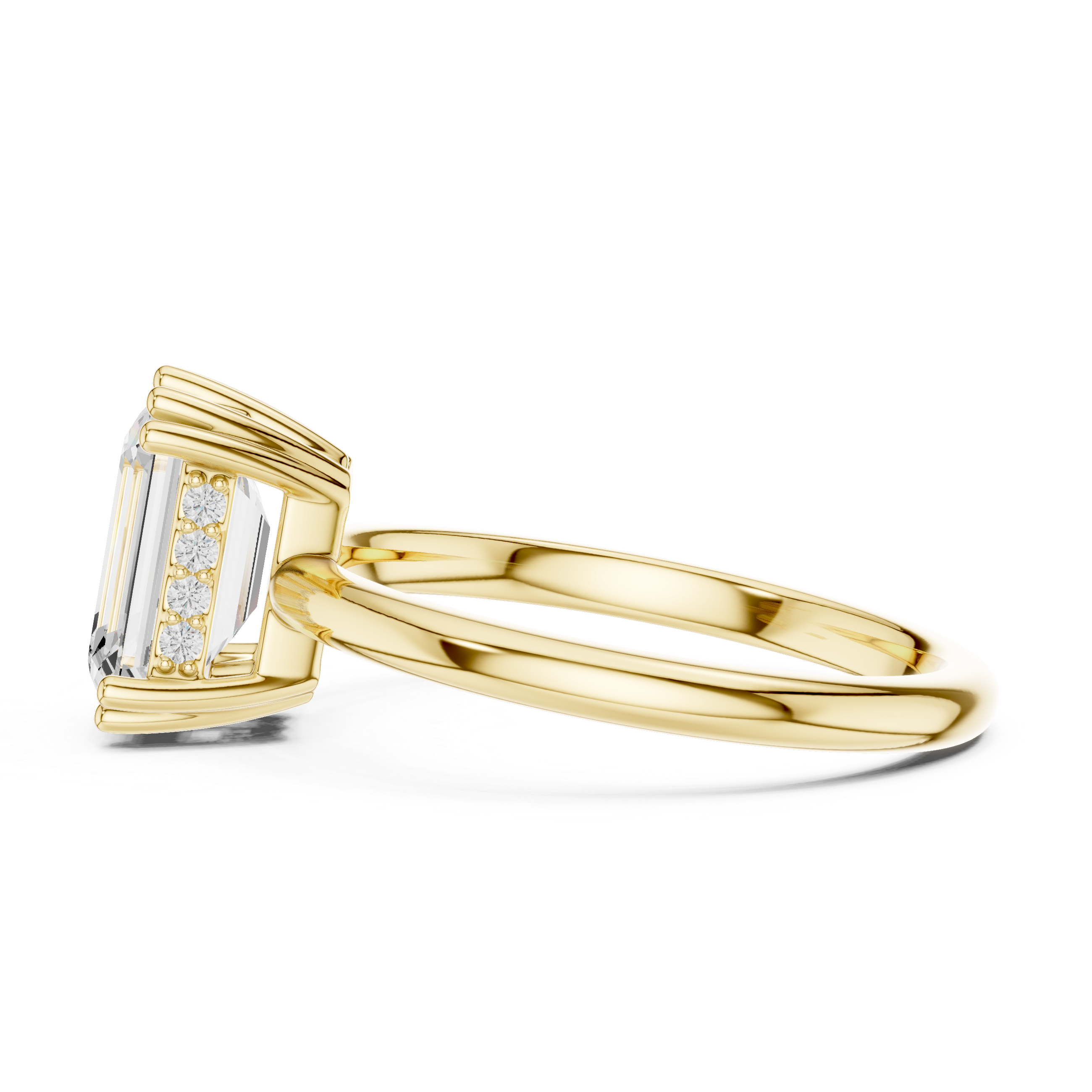Emerald Cut Solitaire Engagement Ring with Plain Band