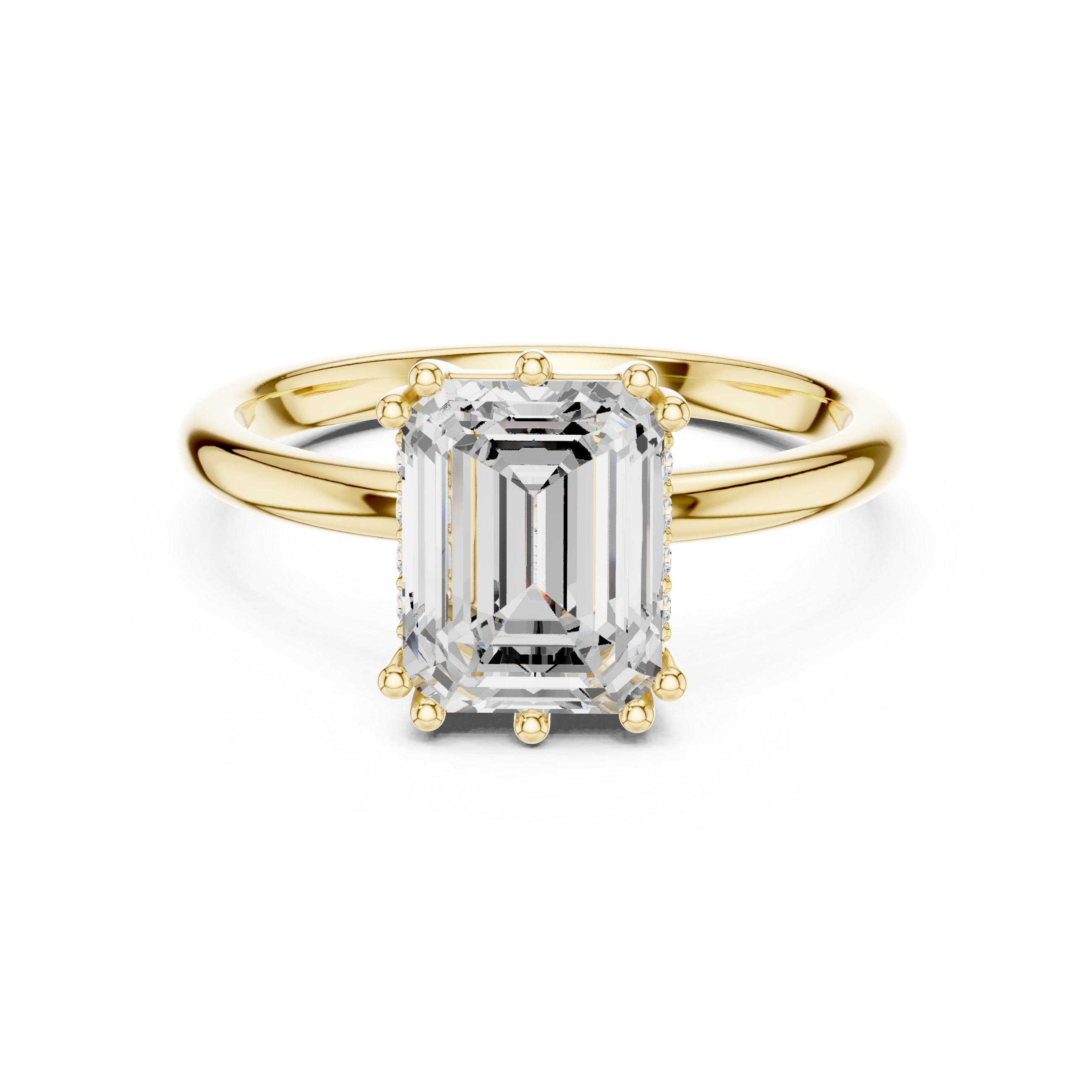 Emerald Cut Solitaire Engagement Ring with Plain Band