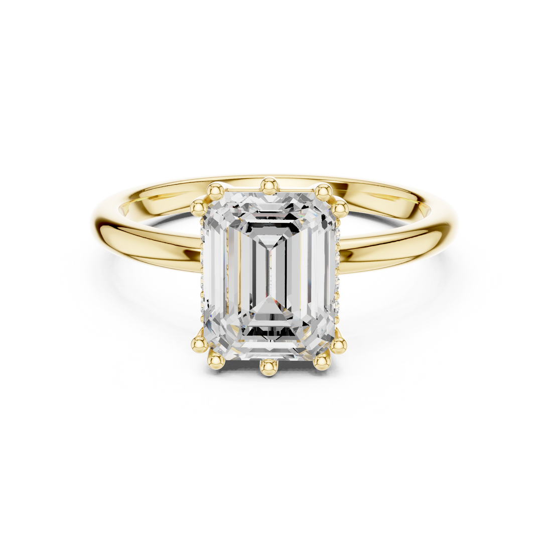Emerald Cut Solitaire Engagement Ring with Plain Band