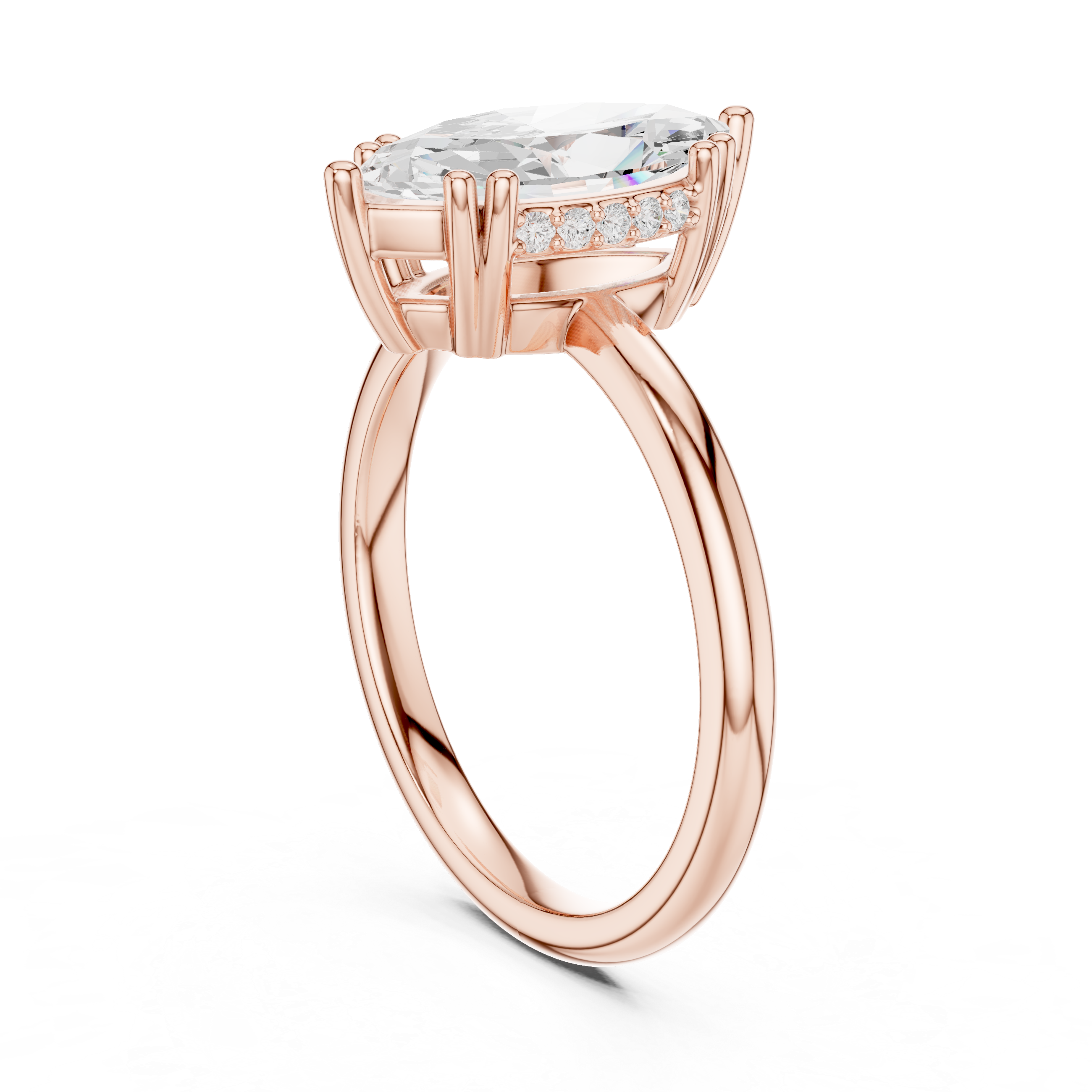 Marquise Cut Solitaire Engagement Ring with Plain Band