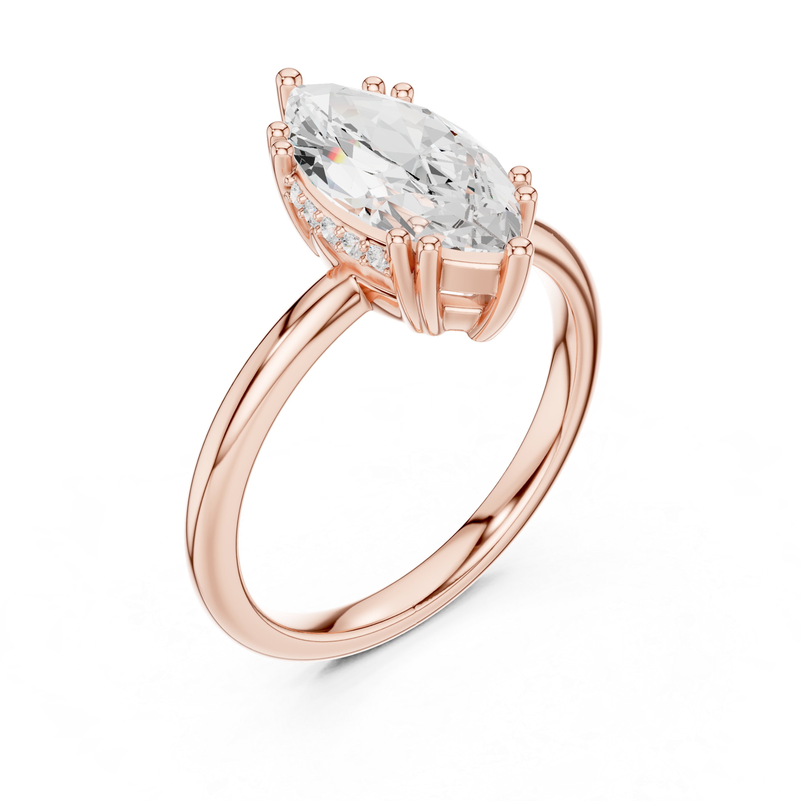 Marquise Cut Solitaire Engagement Ring with Plain Band
