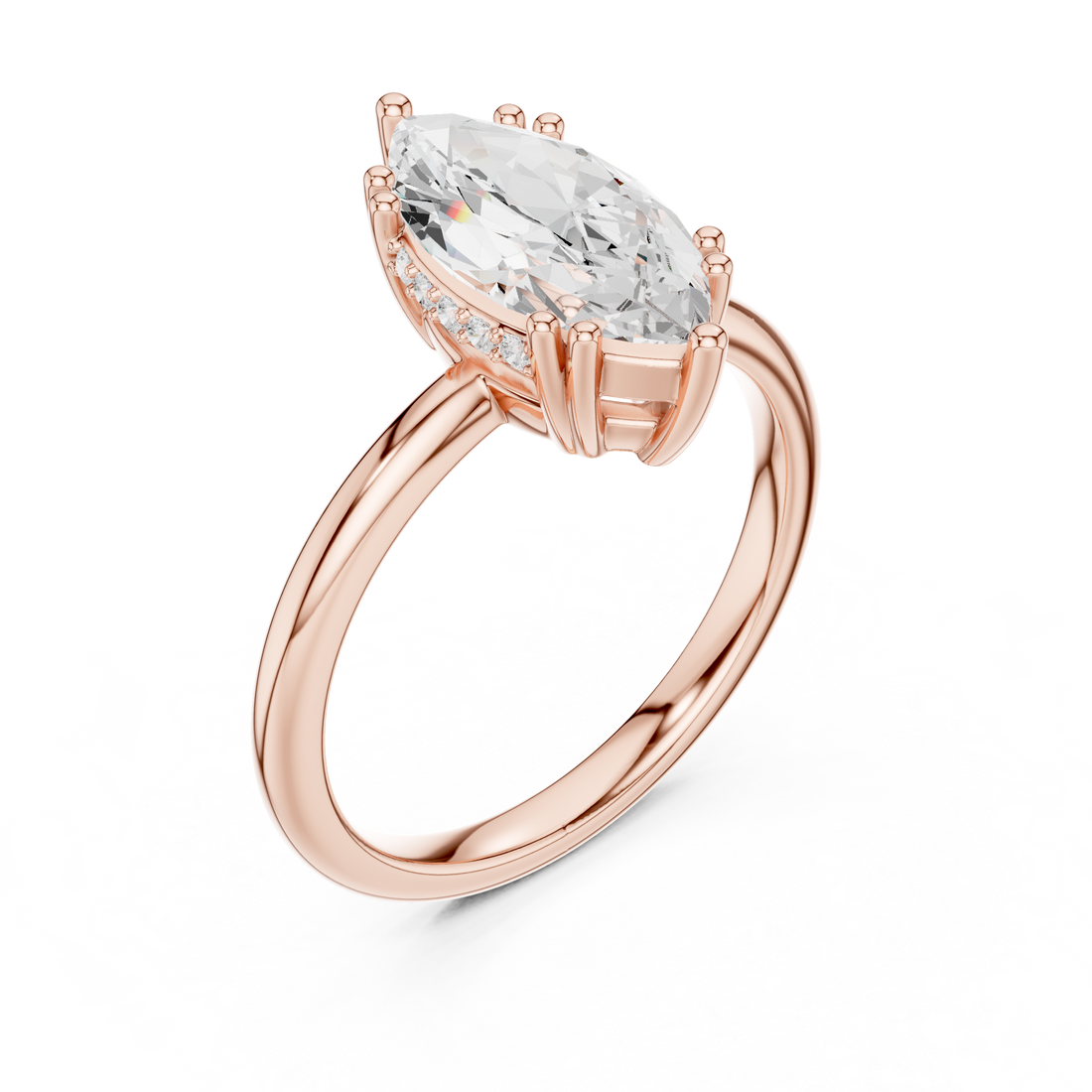 Marquise Cut Solitaire Engagement Ring with Plain Band