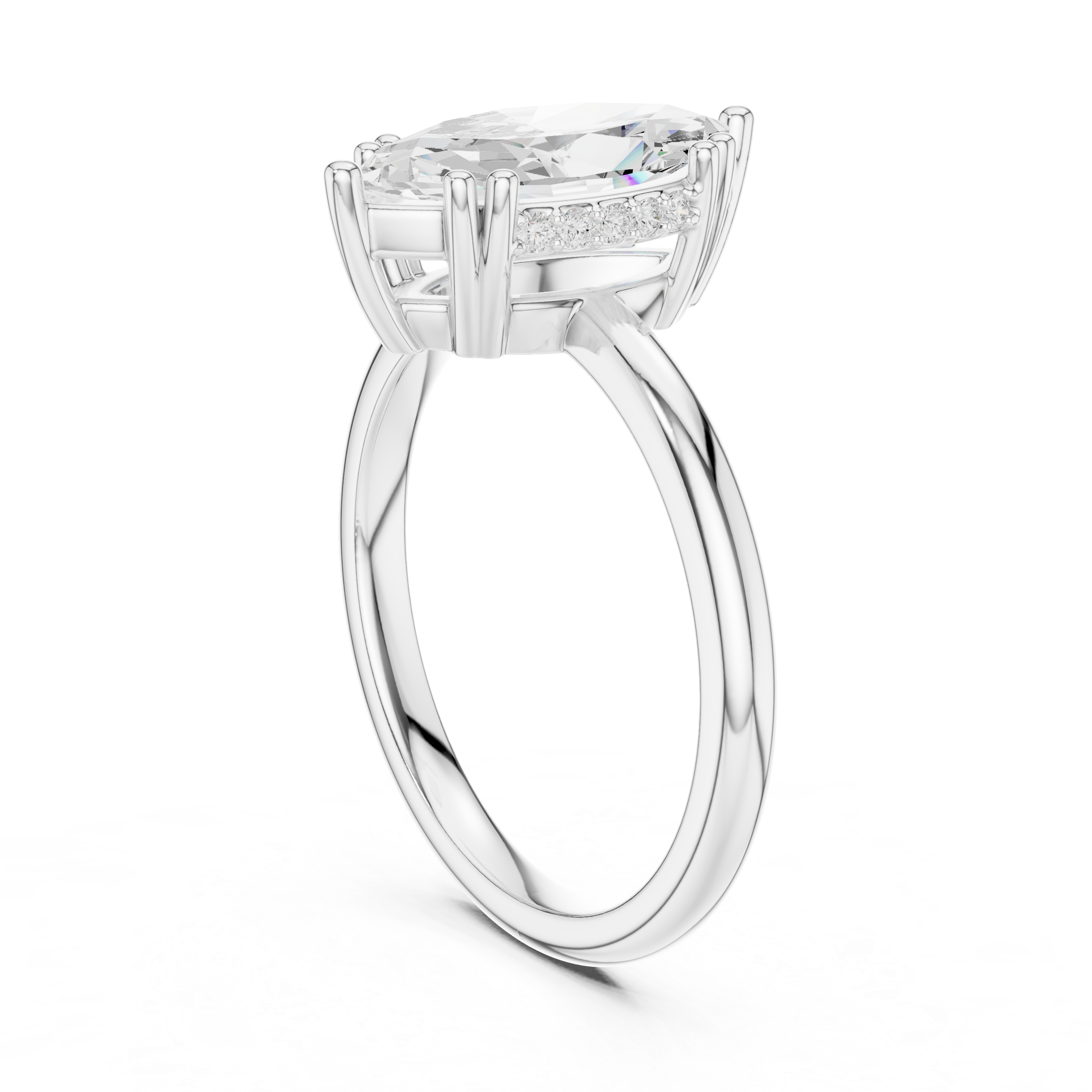 Marquise Cut Solitaire Engagement Ring with Plain Band