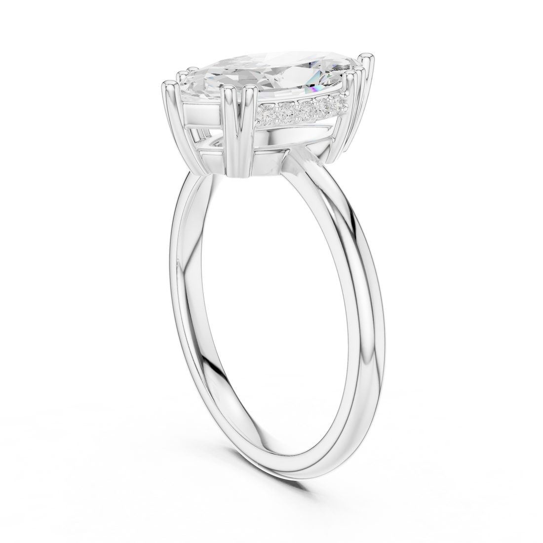 Marquise Cut Solitaire Engagement Ring with Plain Band