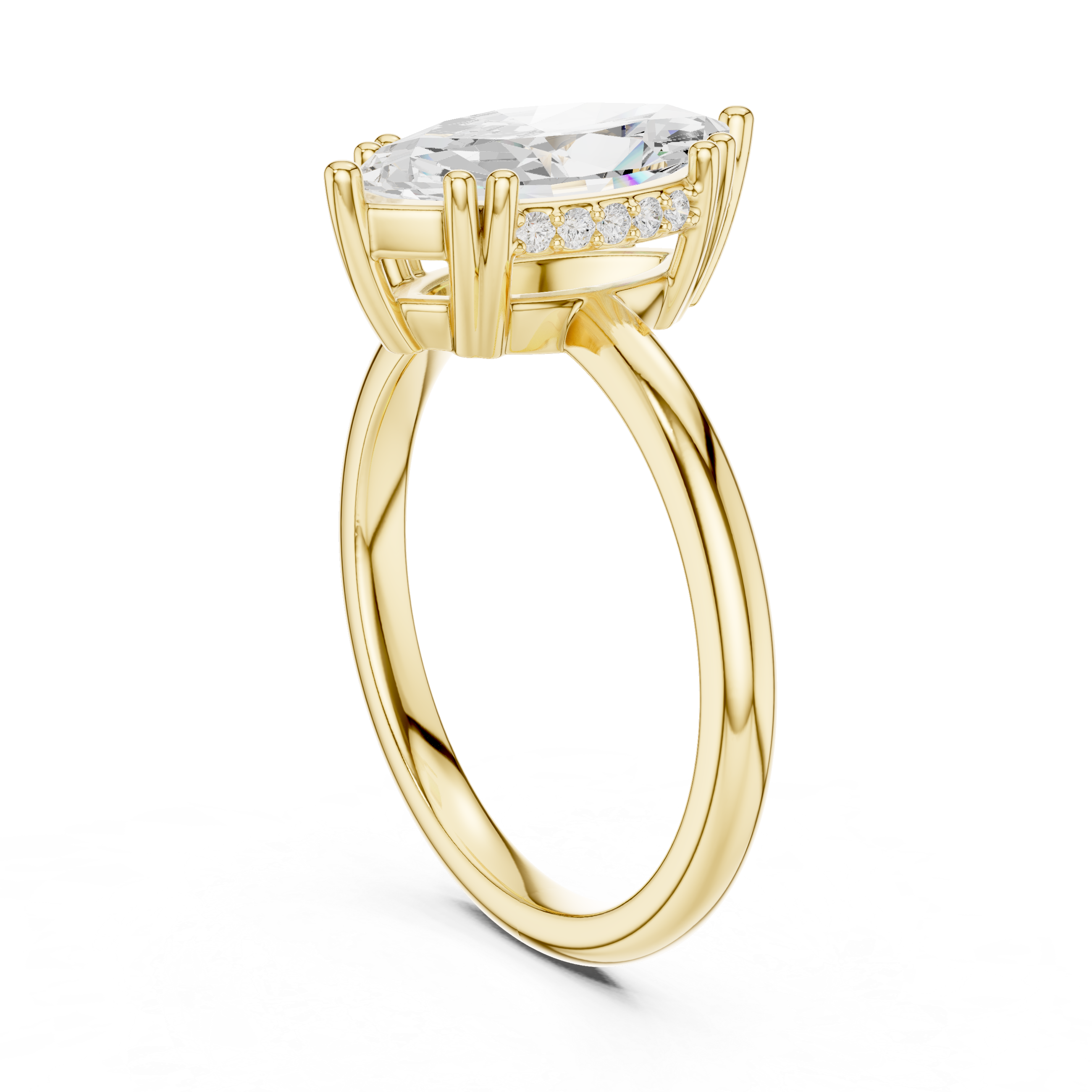 Marquise Cut Solitaire Engagement Ring with Plain Band