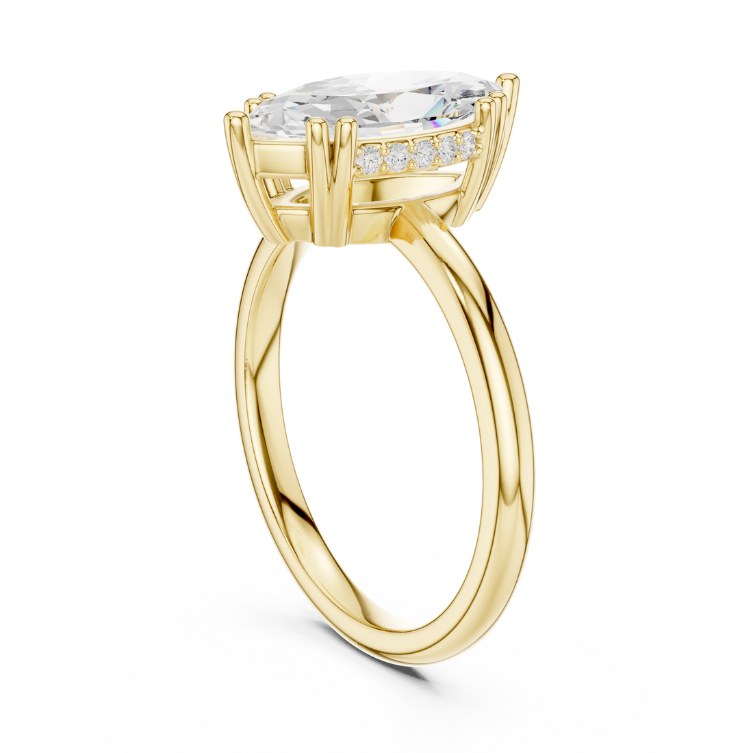 Marquise Cut Solitaire Engagement Ring with Plain Band
