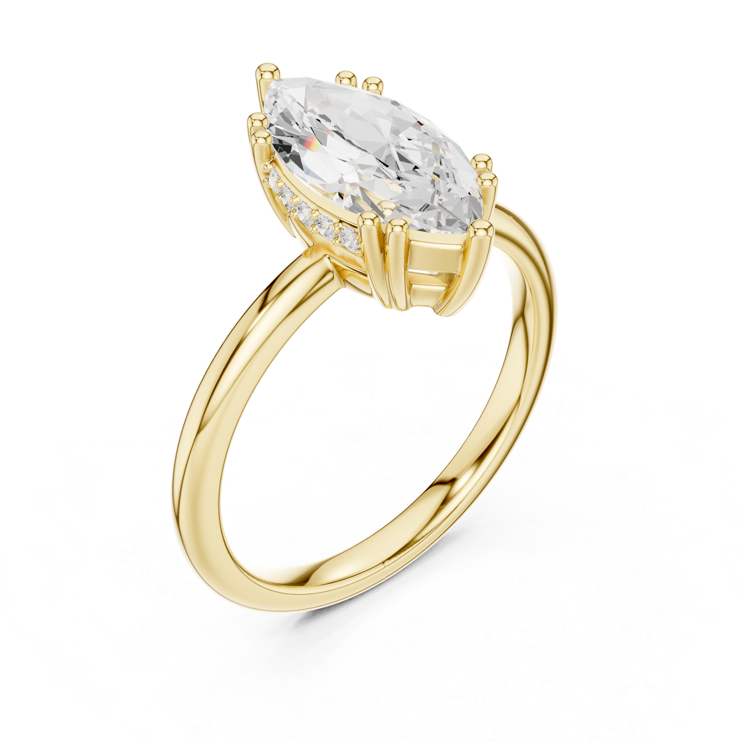 Marquise Cut Solitaire Engagement Ring with Plain Band