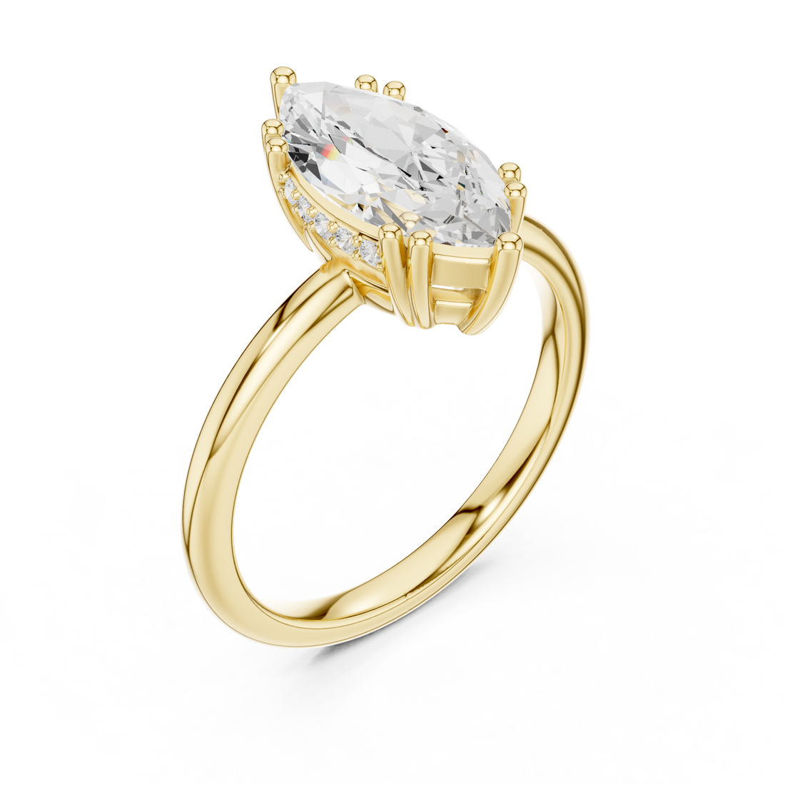 Marquise Cut Solitaire Engagement Ring with Plain Band