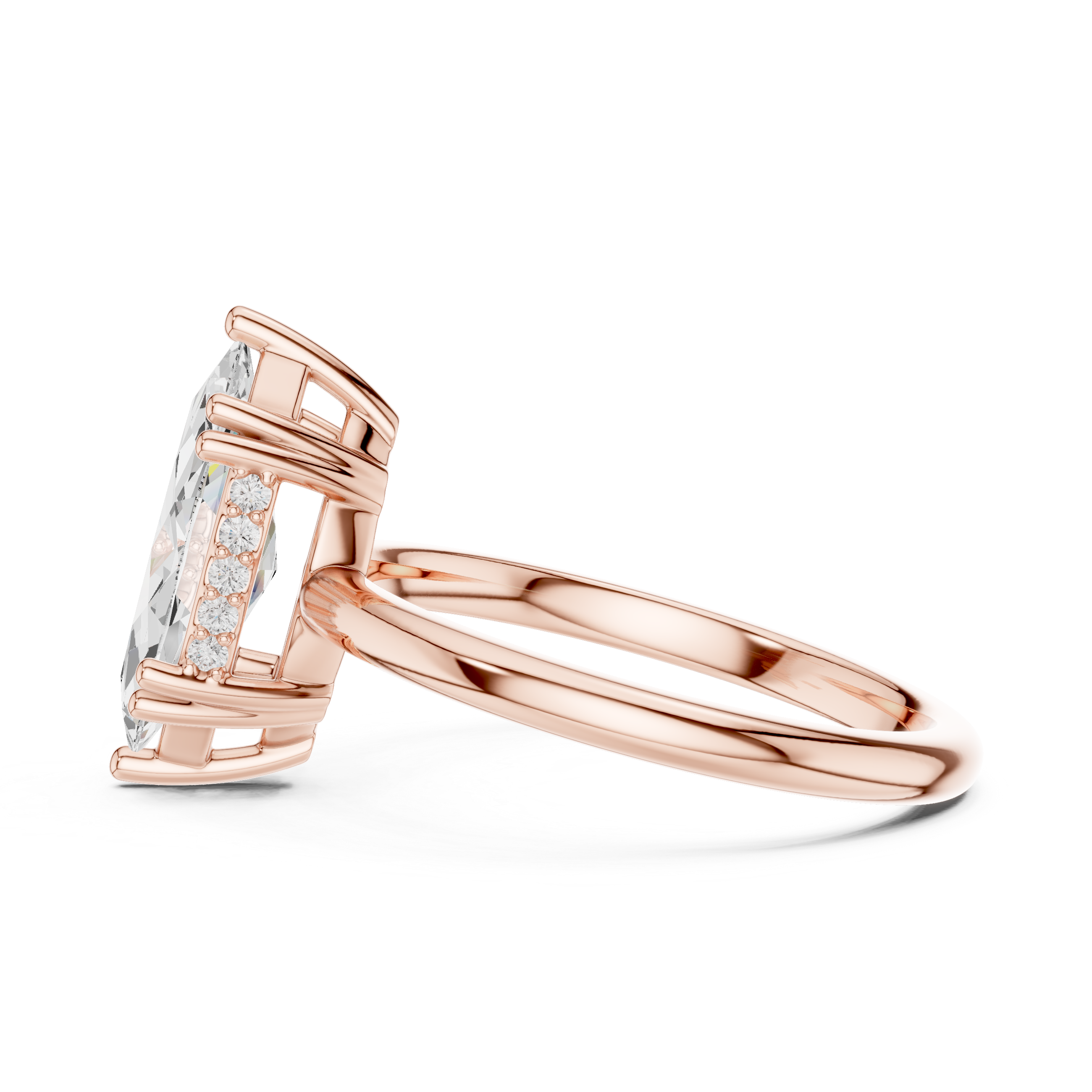 Marquise Cut Solitaire Engagement Ring with Plain Band