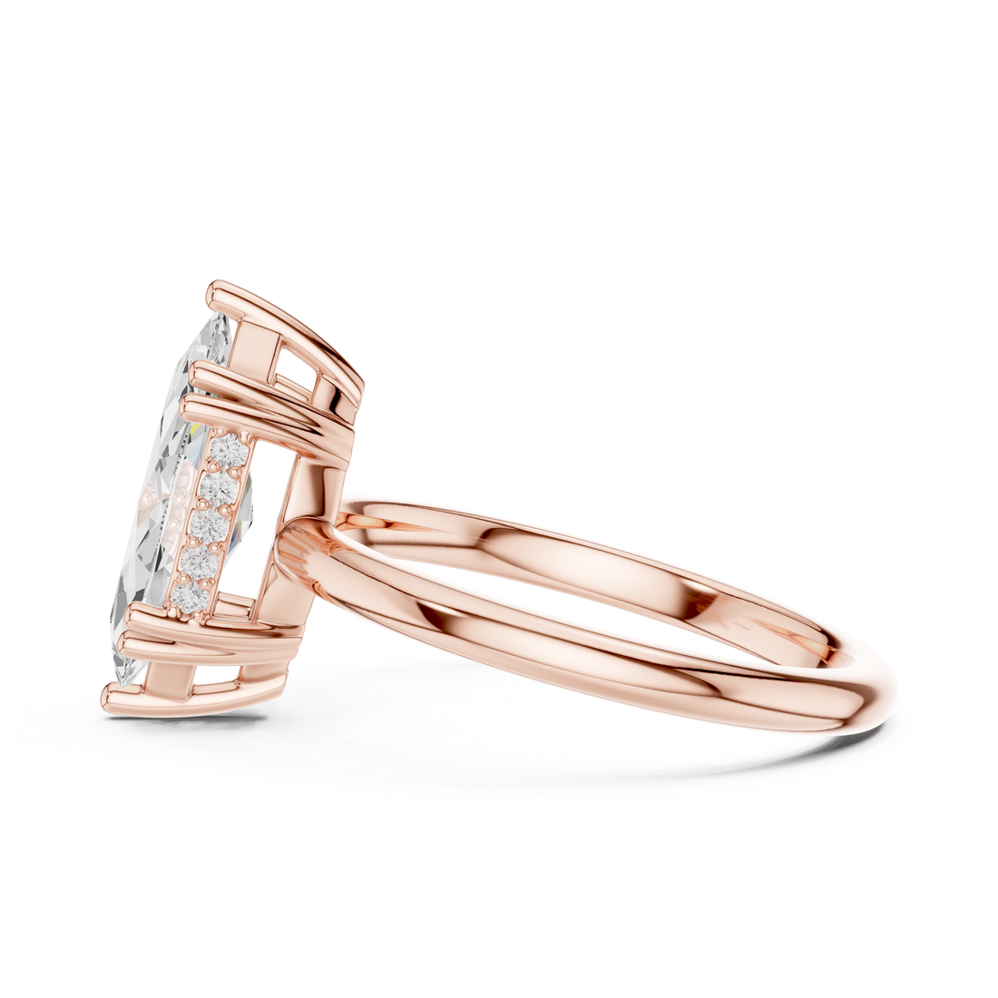 Marquise Cut Solitaire Engagement Ring with Plain Band
