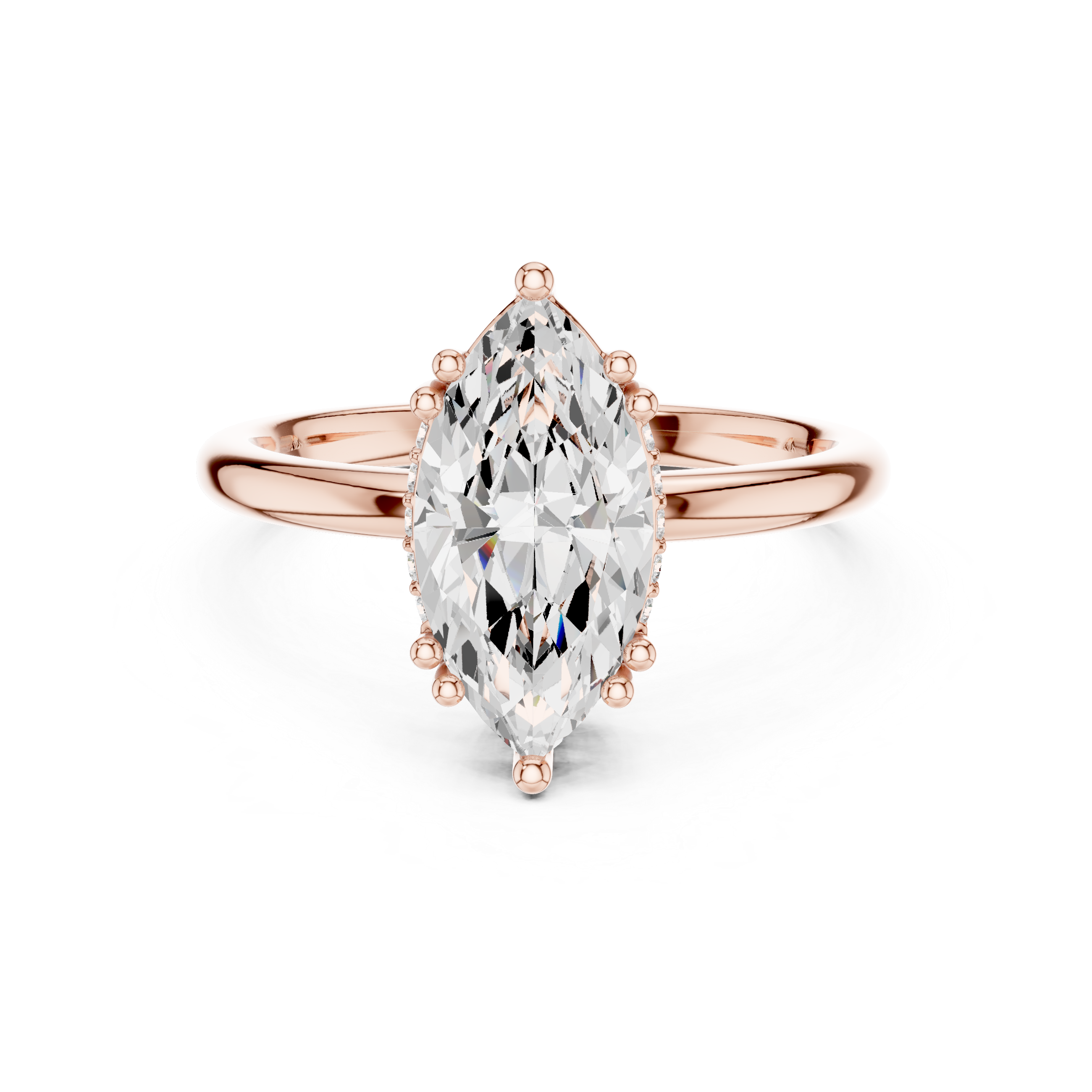 Marquise Cut Solitaire Engagement Ring with Plain Band