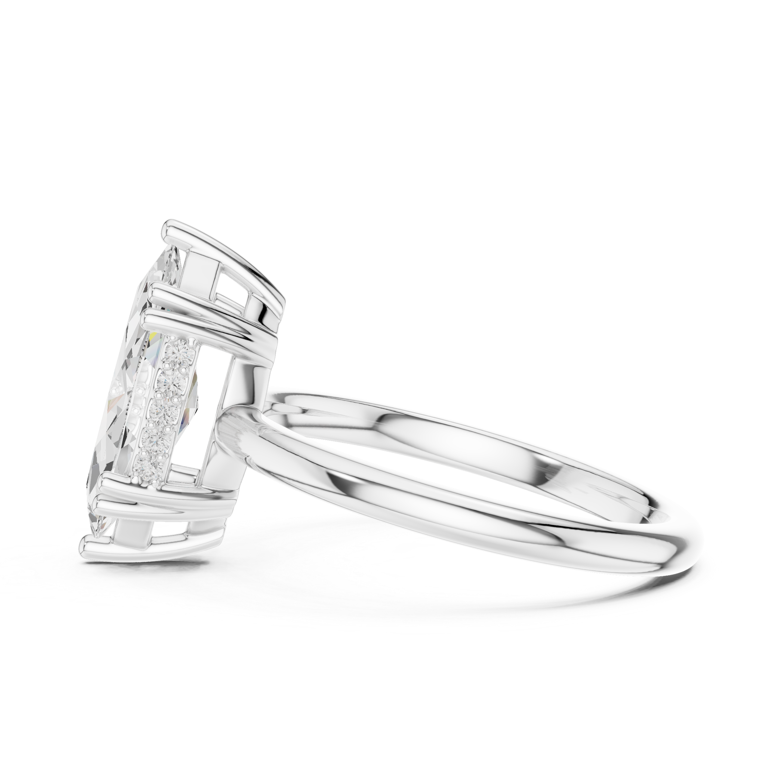 Marquise Cut Solitaire Engagement Ring with Plain Band