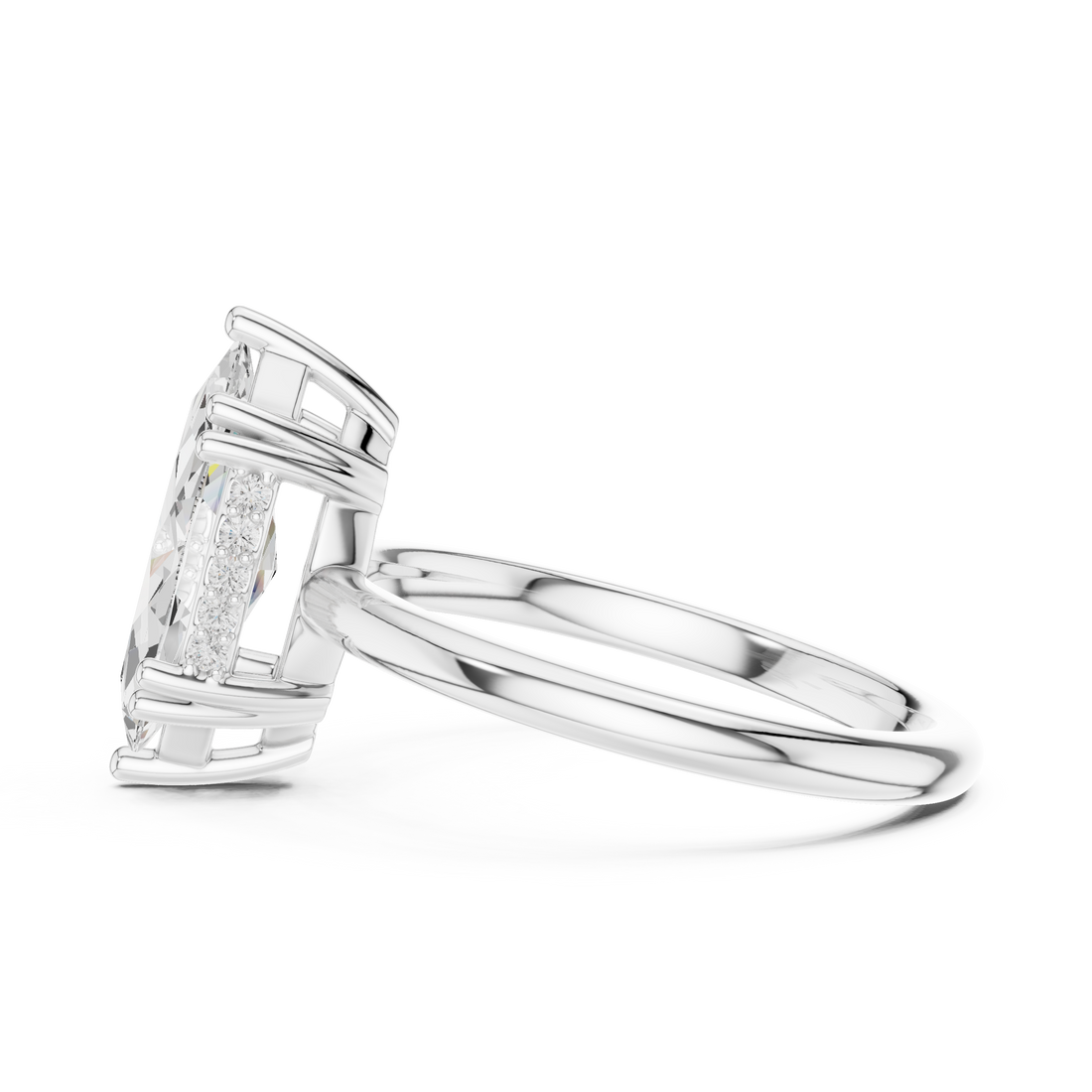 Marquise Cut Solitaire Engagement Ring with Plain Band