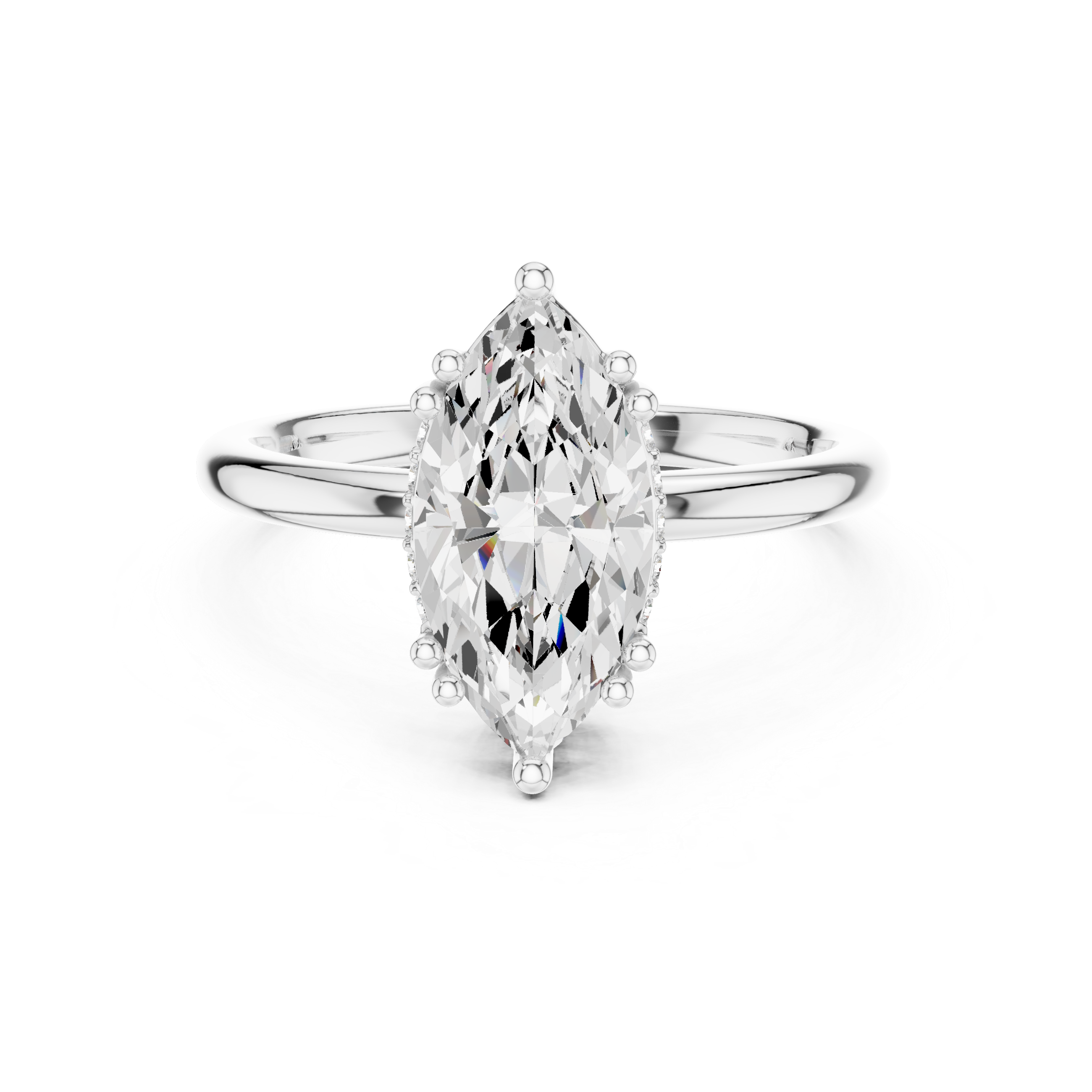 Marquise Cut Solitaire Engagement Ring with Plain Band