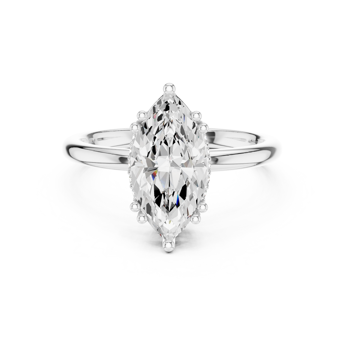Marquise Cut Solitaire Engagement Ring with Plain Band