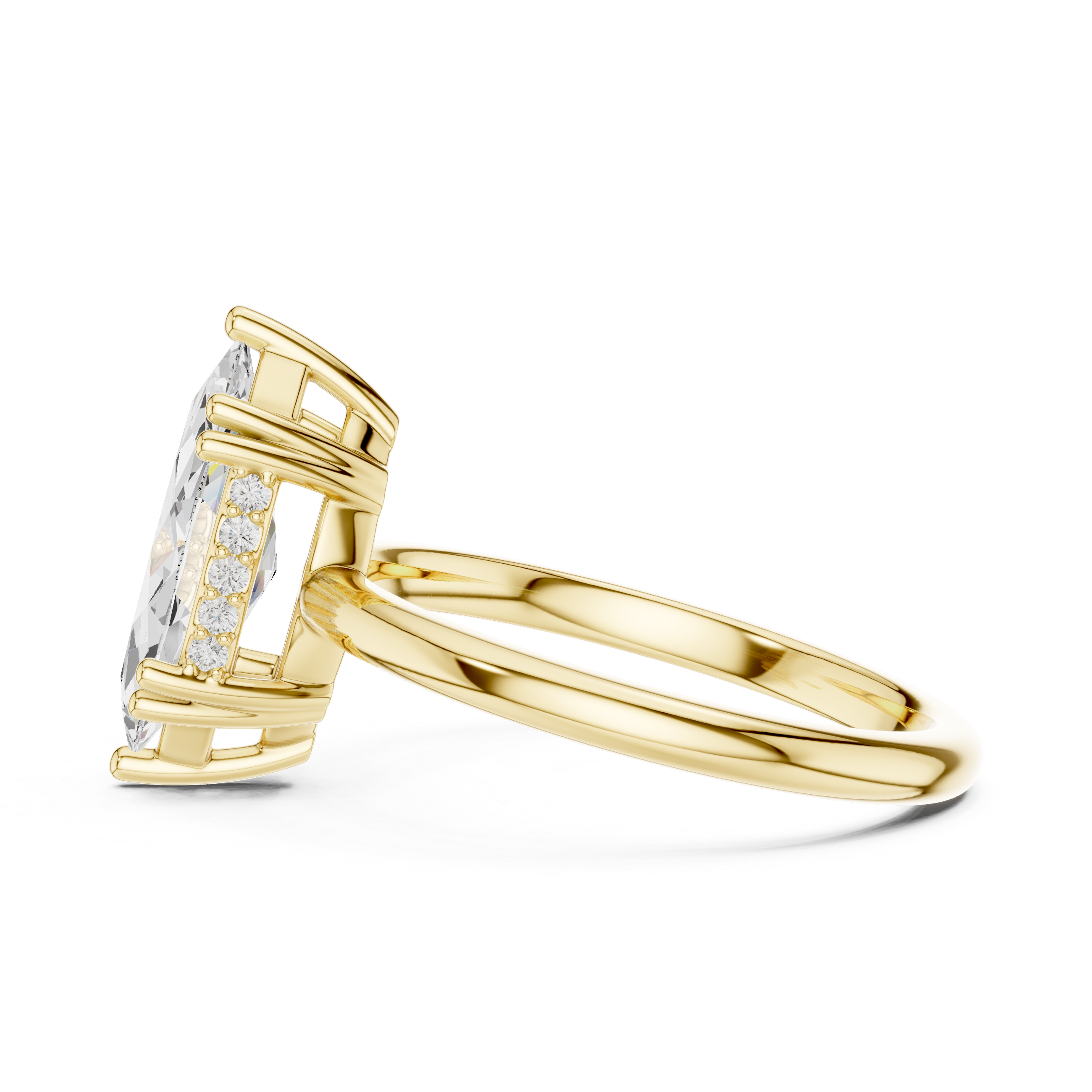 Marquise Cut Solitaire Engagement Ring with Plain Band