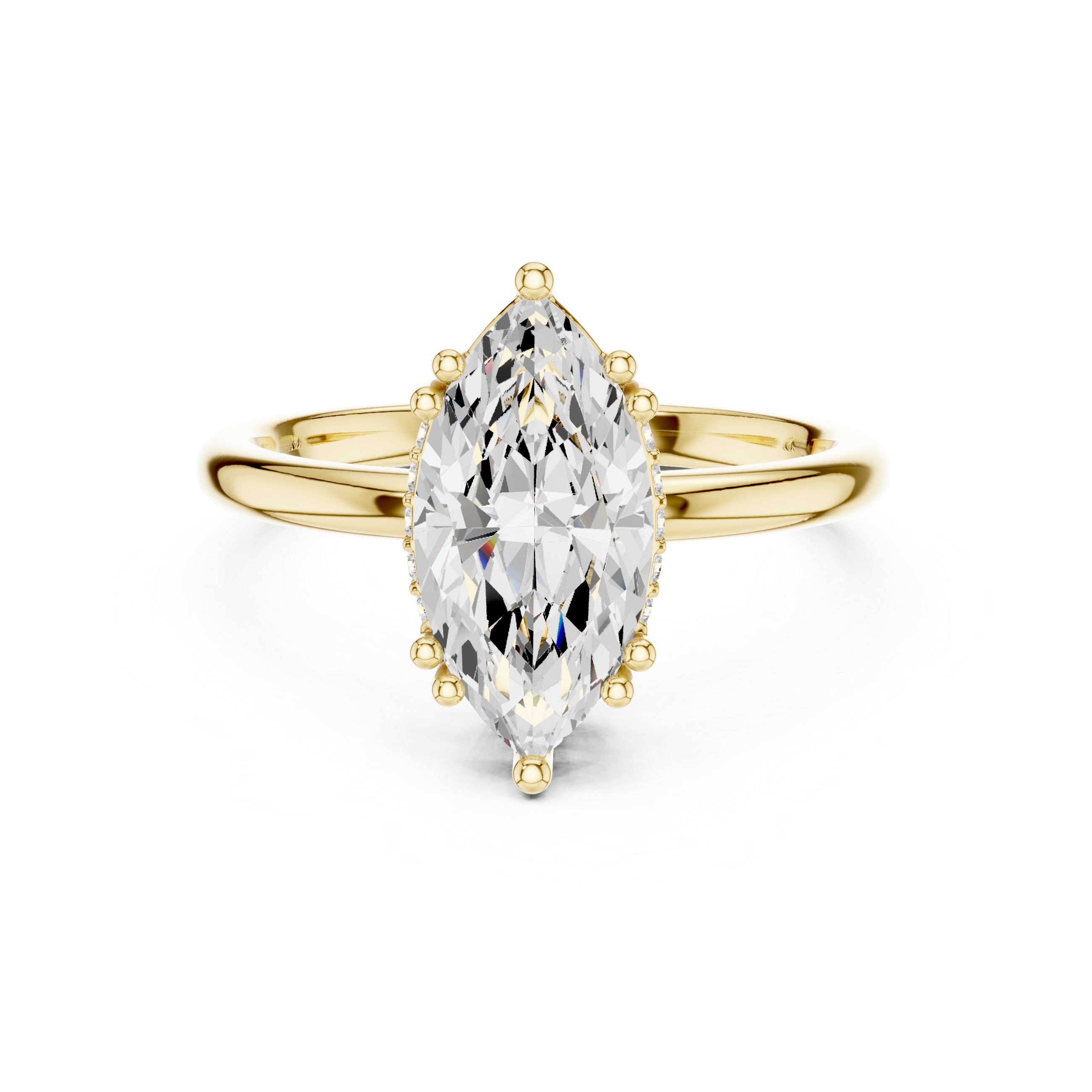 Marquise Cut Solitaire Engagement Ring with Plain Band