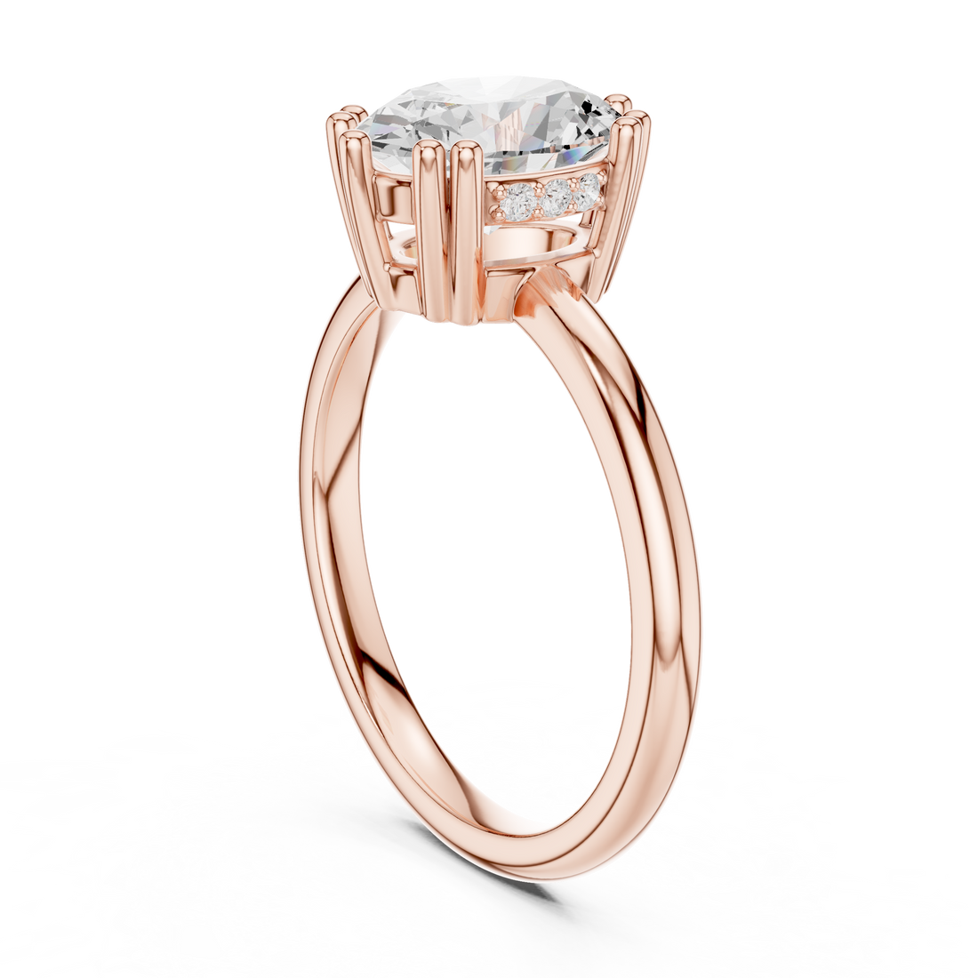 Oval Cut Solitaire Engagement Ring with Plain Band