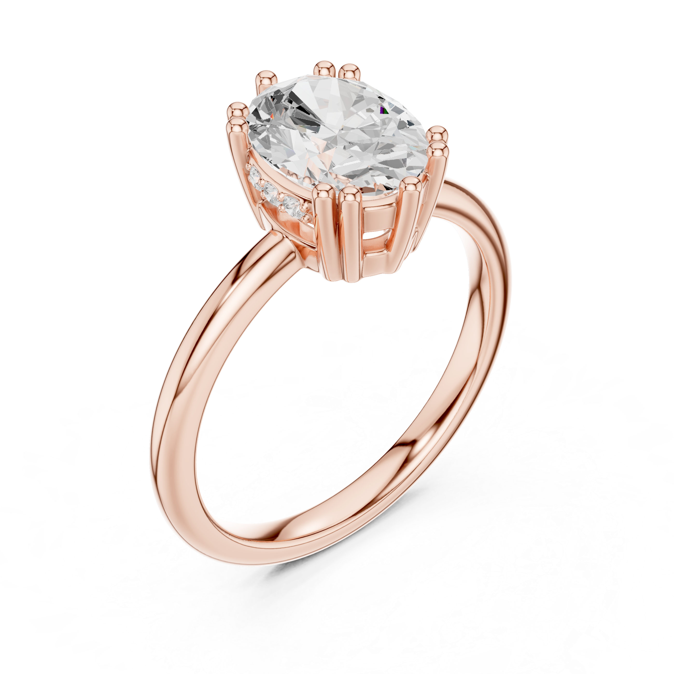 Oval Cut Solitaire Engagement Ring with Plain Band
