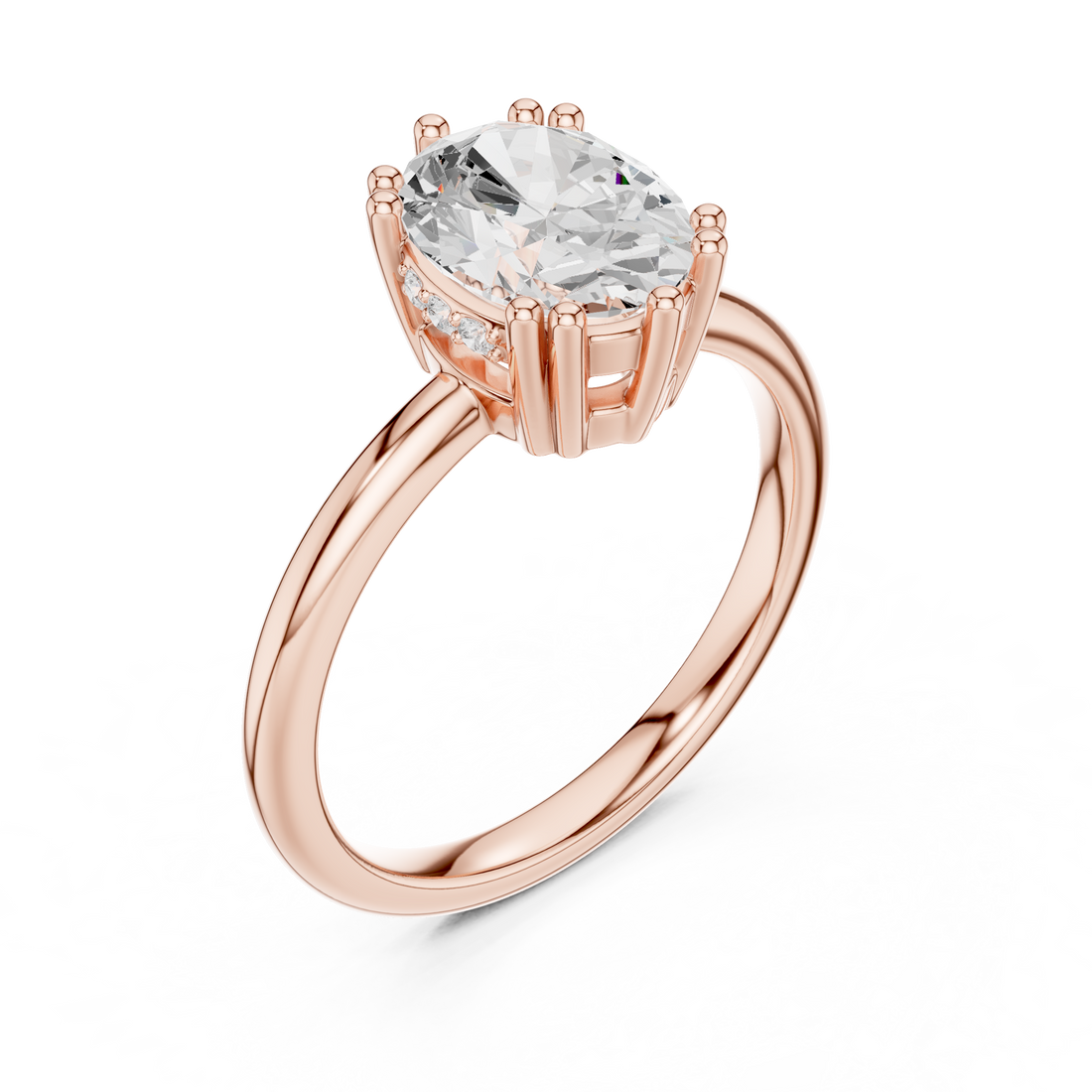 Oval Cut Solitaire Engagement Ring with Plain Band