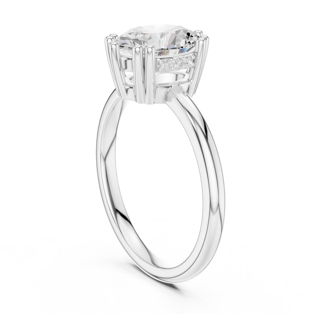 Oval Cut Solitaire Engagement Ring with Plain Band