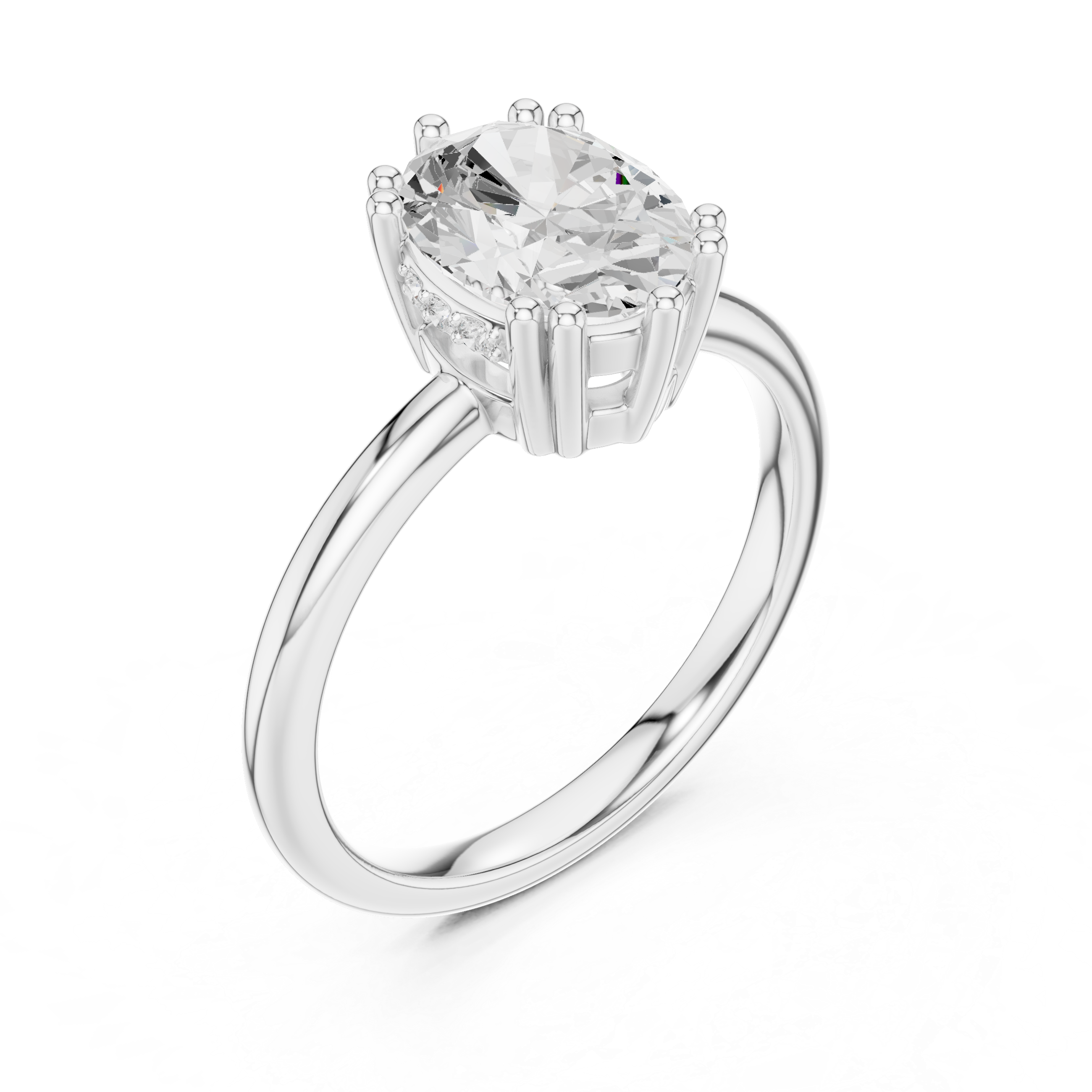 Oval Cut Solitaire Engagement Ring with Plain Band