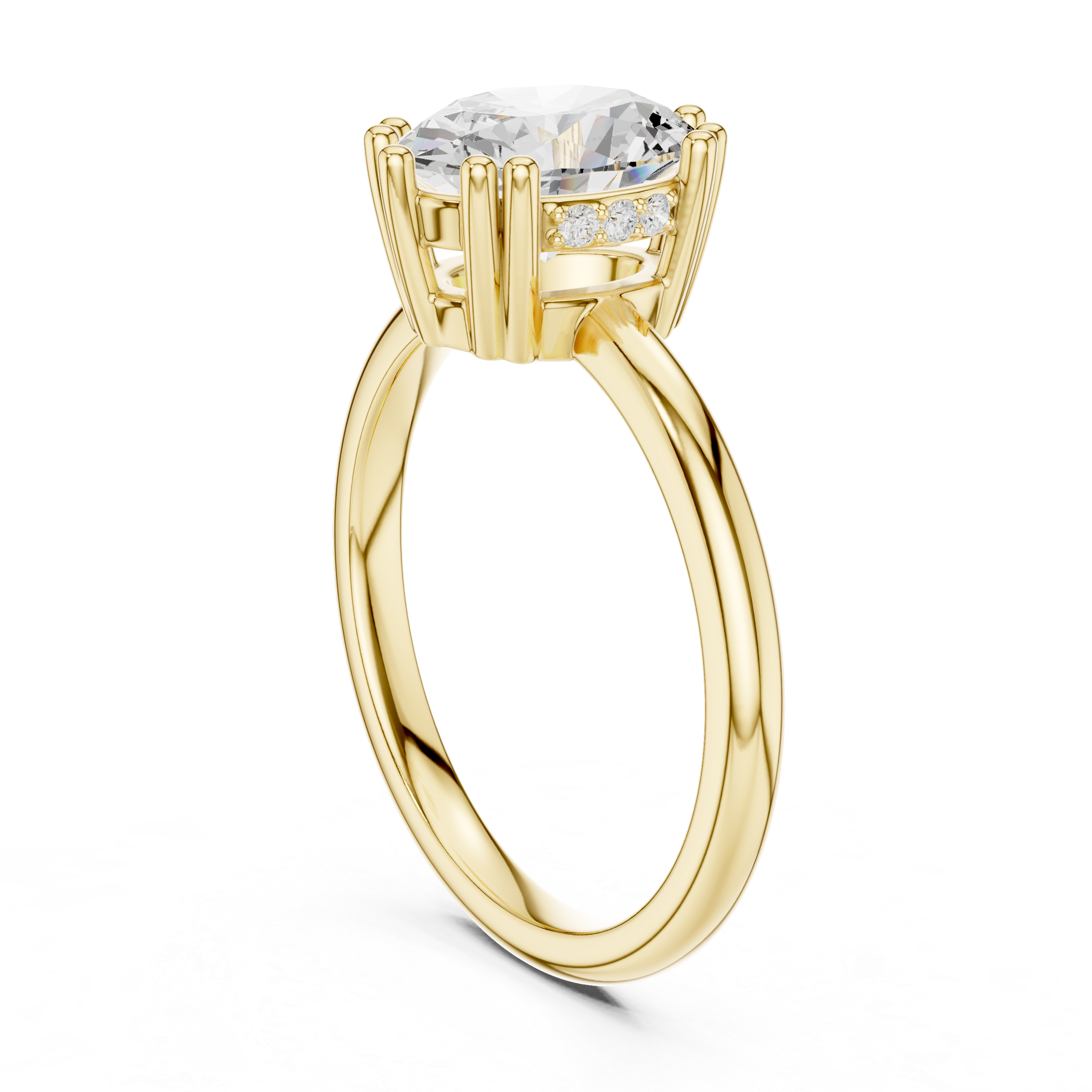 Oval Cut Solitaire Engagement Ring with Plain Band