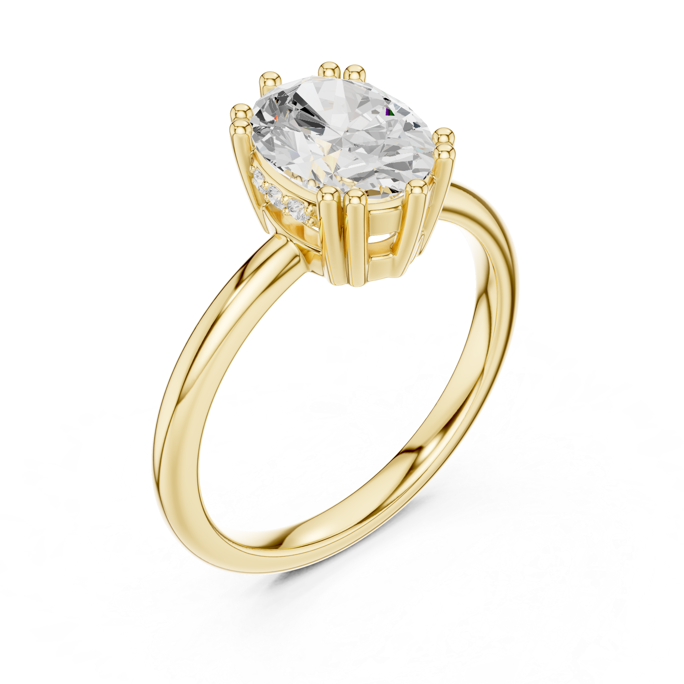 Oval Cut Solitaire Engagement Ring with Plain Band