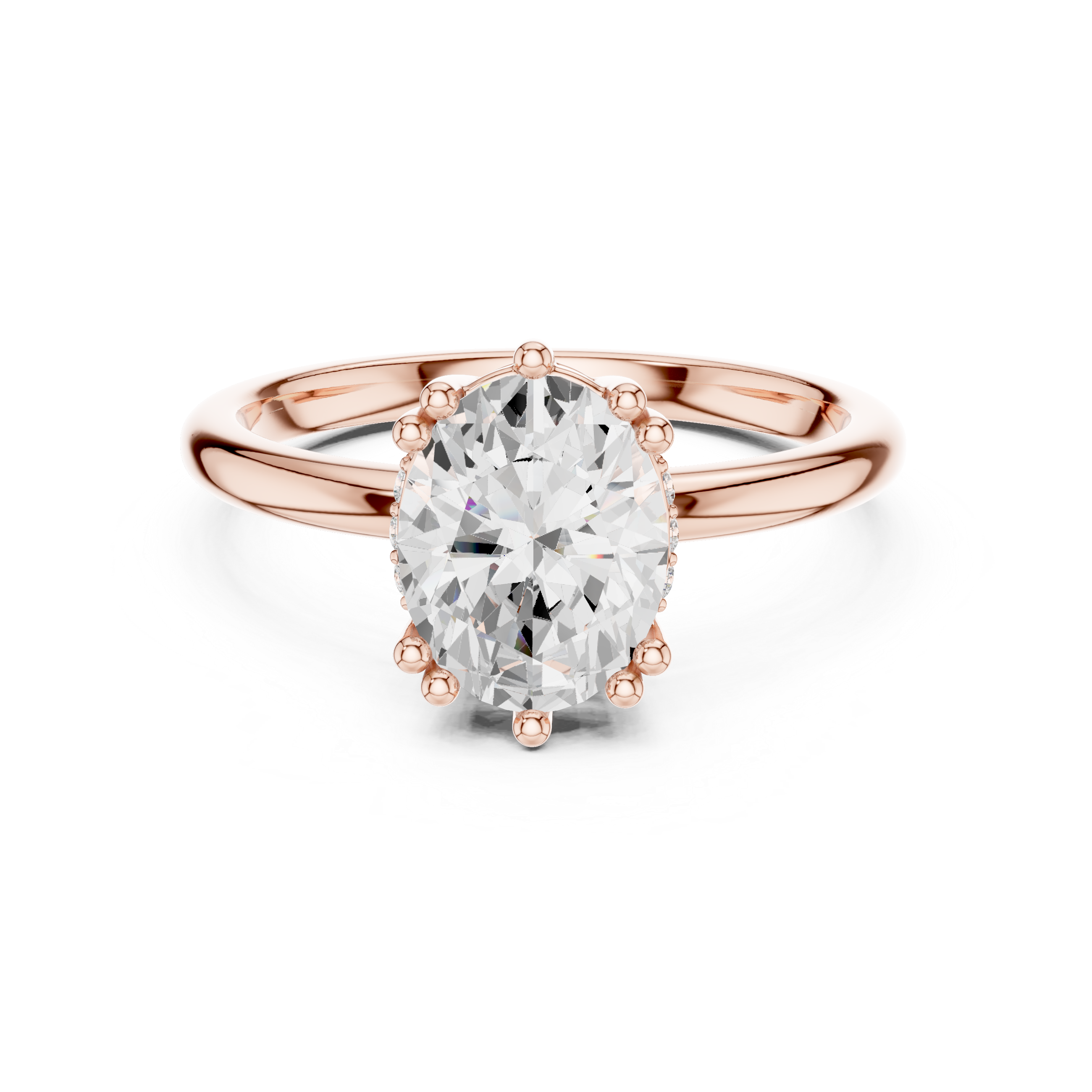 Oval Cut Solitaire Engagement Ring with Plain Band