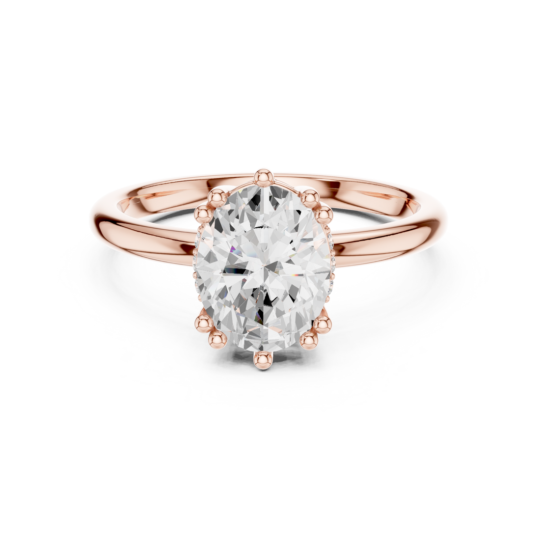 Oval Cut Solitaire Engagement Ring with Plain Band