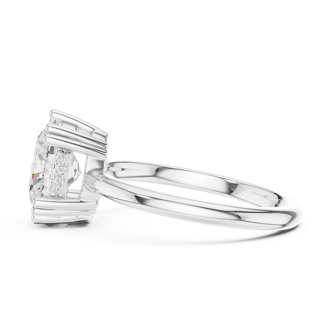 Oval Cut Solitaire Engagement Ring with Plain Band