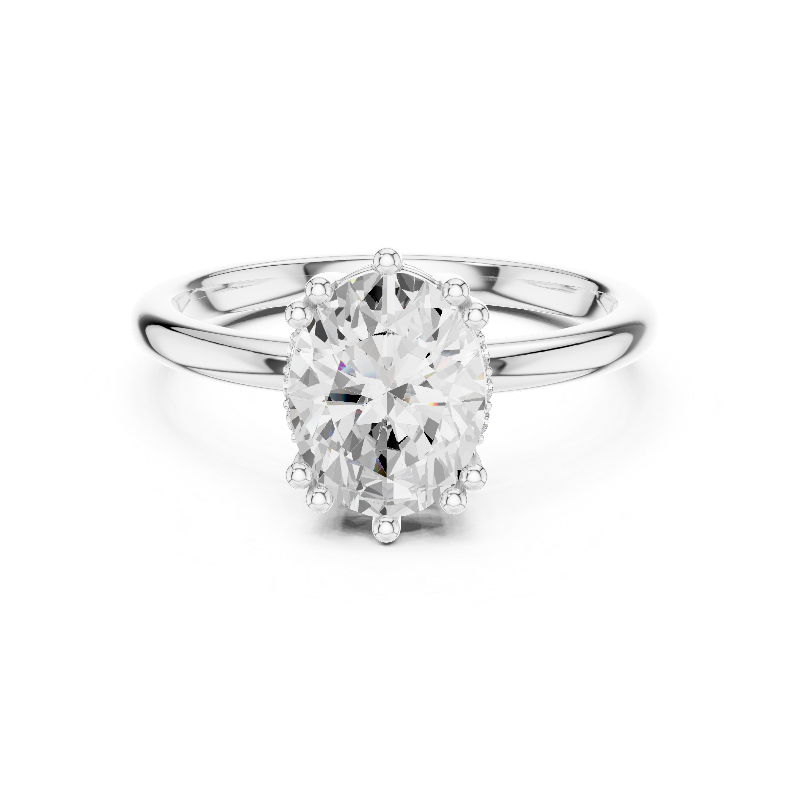 Oval Cut Solitaire Engagement Ring with Plain Band