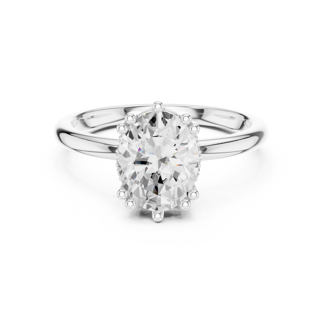 Oval Cut Solitaire Engagement Ring with Plain Band