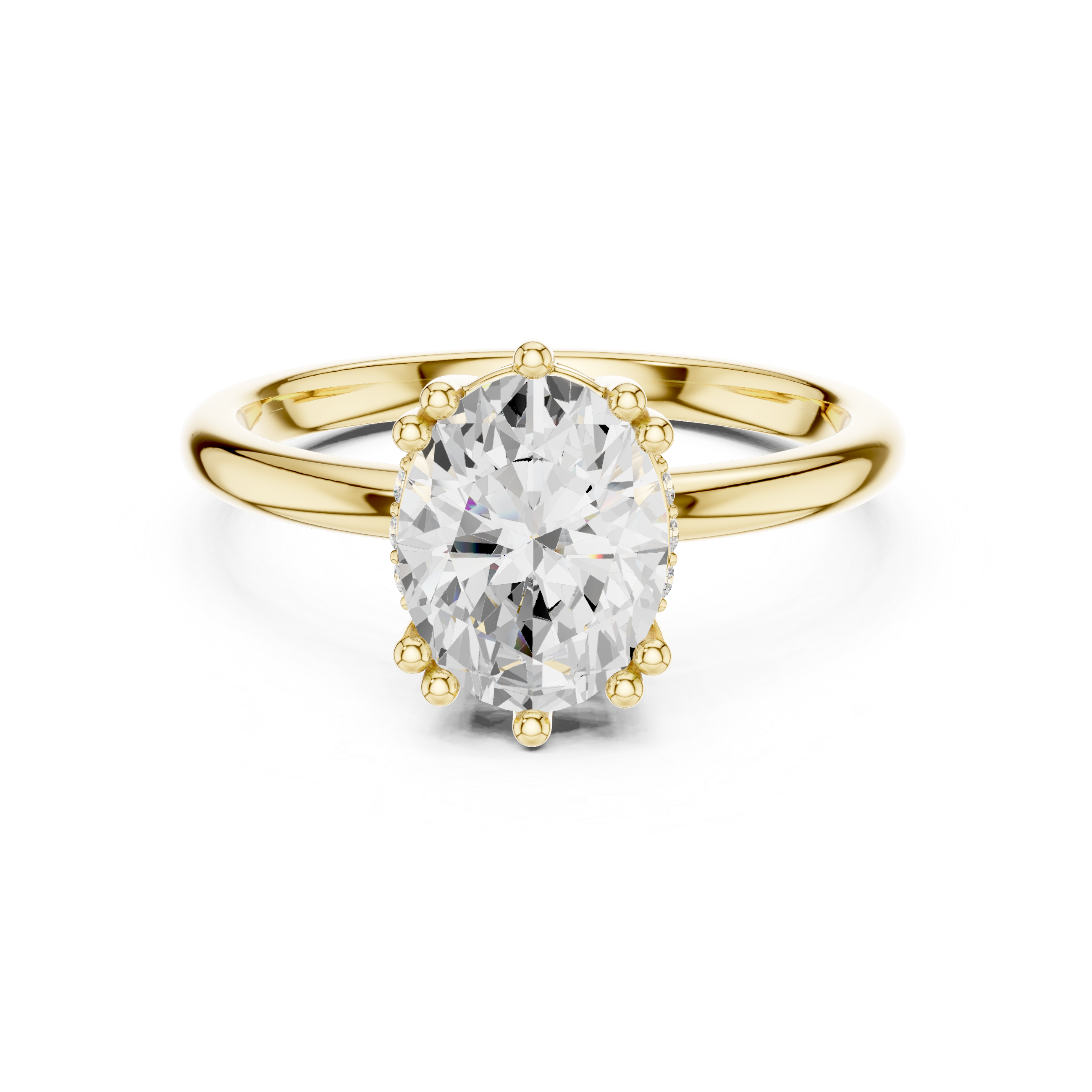 Oval Cut Solitaire Engagement Ring with Plain Band